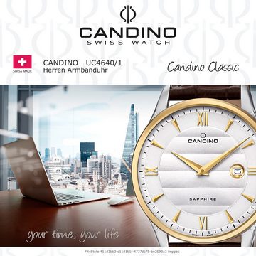 Candino Quarzuhr Candino Herren Quarzuhr Analog C4640/1, Herren Armbanduhr rund, Lederarmband braun, Elegant