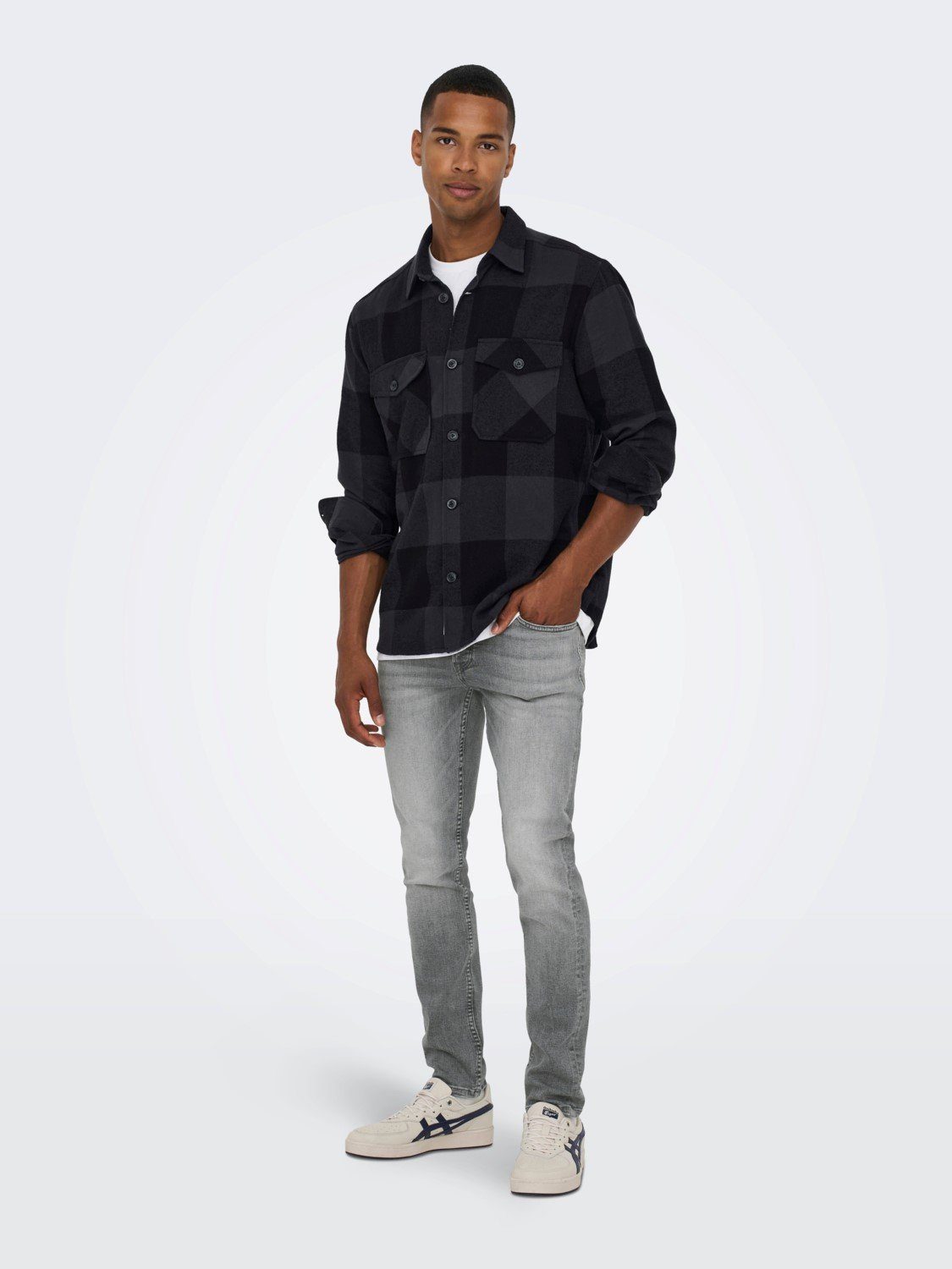 Only & Sons Herren Jeans ONSLOOM SLIM GREY 3227 - Slim Fit - Grau - Grey De günstig online kaufen