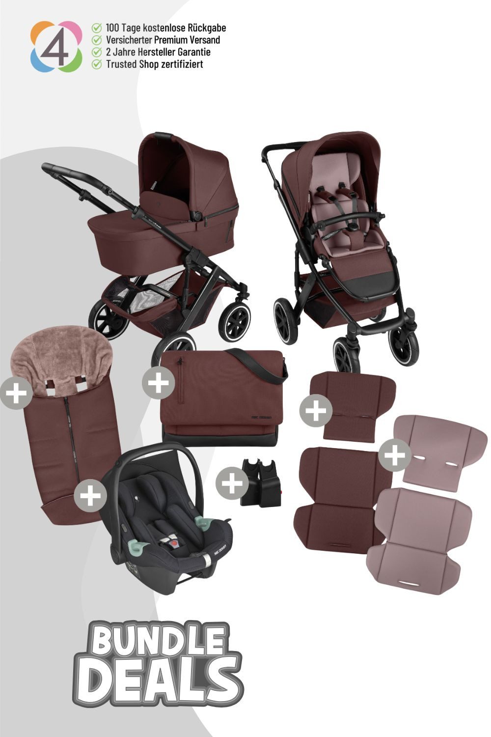 Kombi-Kinderwagen Kinderwagen Salsa 5 Air Set in umbra inkl. Tulip black und Adapter