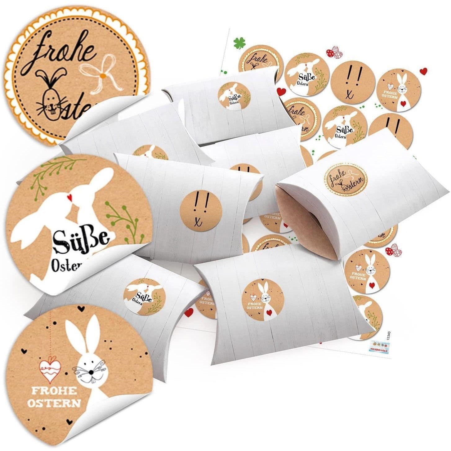 Logbuch-Verlag Aufkleber 10 kleine Geschenkboxen Geschenk Schachteln Kartons Holz Optik weiß