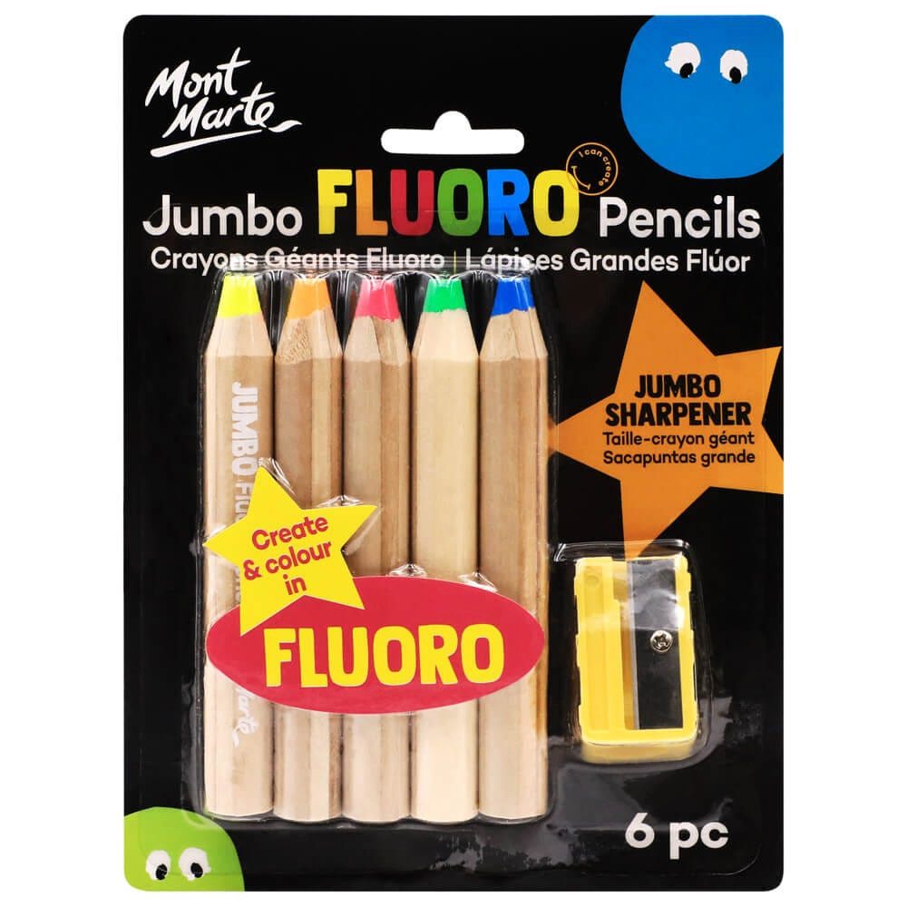 Buntstift Jumbo Buntstift Set - 5 Neonstifte mit 1 hochwertigen Bleistiftspitzer
