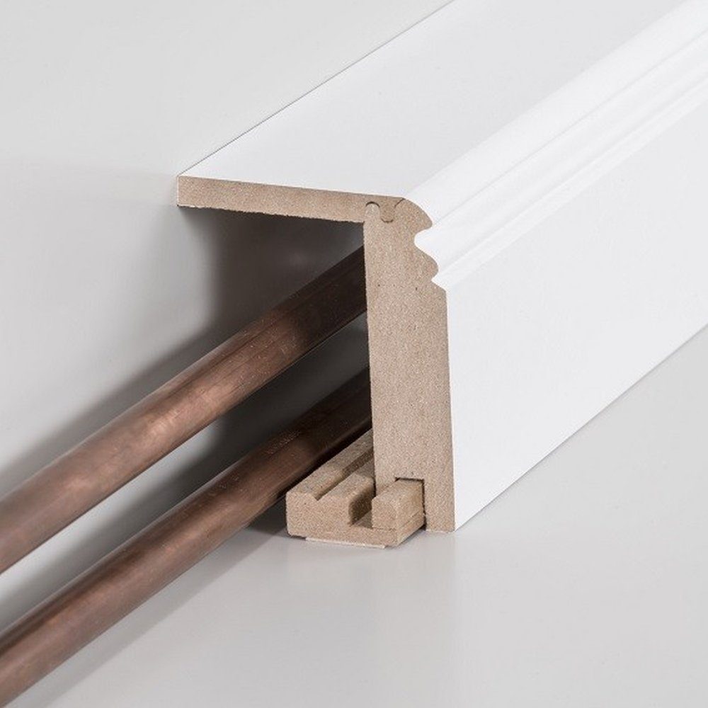 PROVISTON Sockelleiste MDF, 64 x 96 x 2500 mm, Weiß, Heizrohr Abdeckleiste