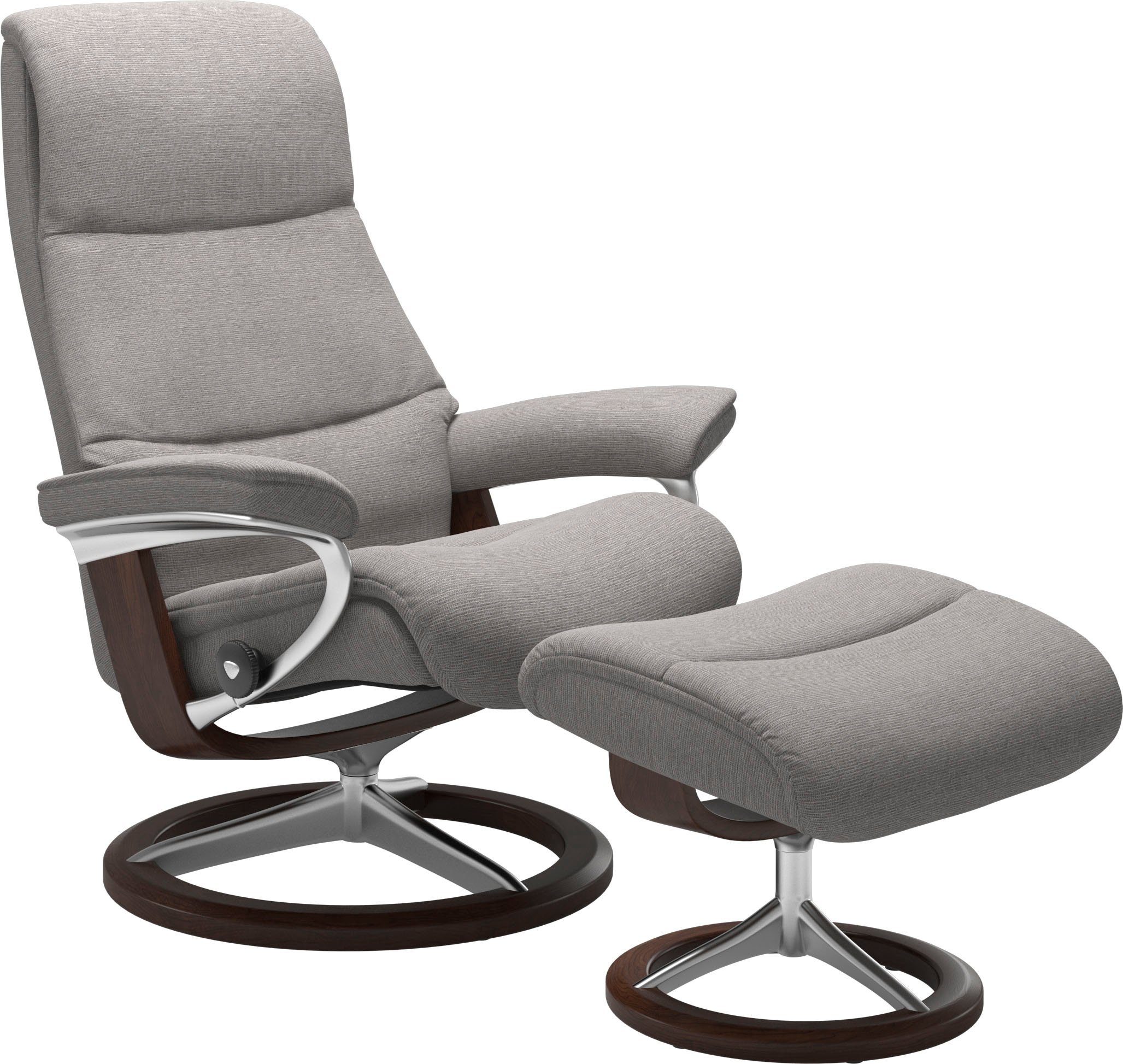 Stressless® Relaxsessel View (Set, Relaxsessel mit Hocker), mit Signature Base, Größe S,Gestell Braun | Funktionssessel