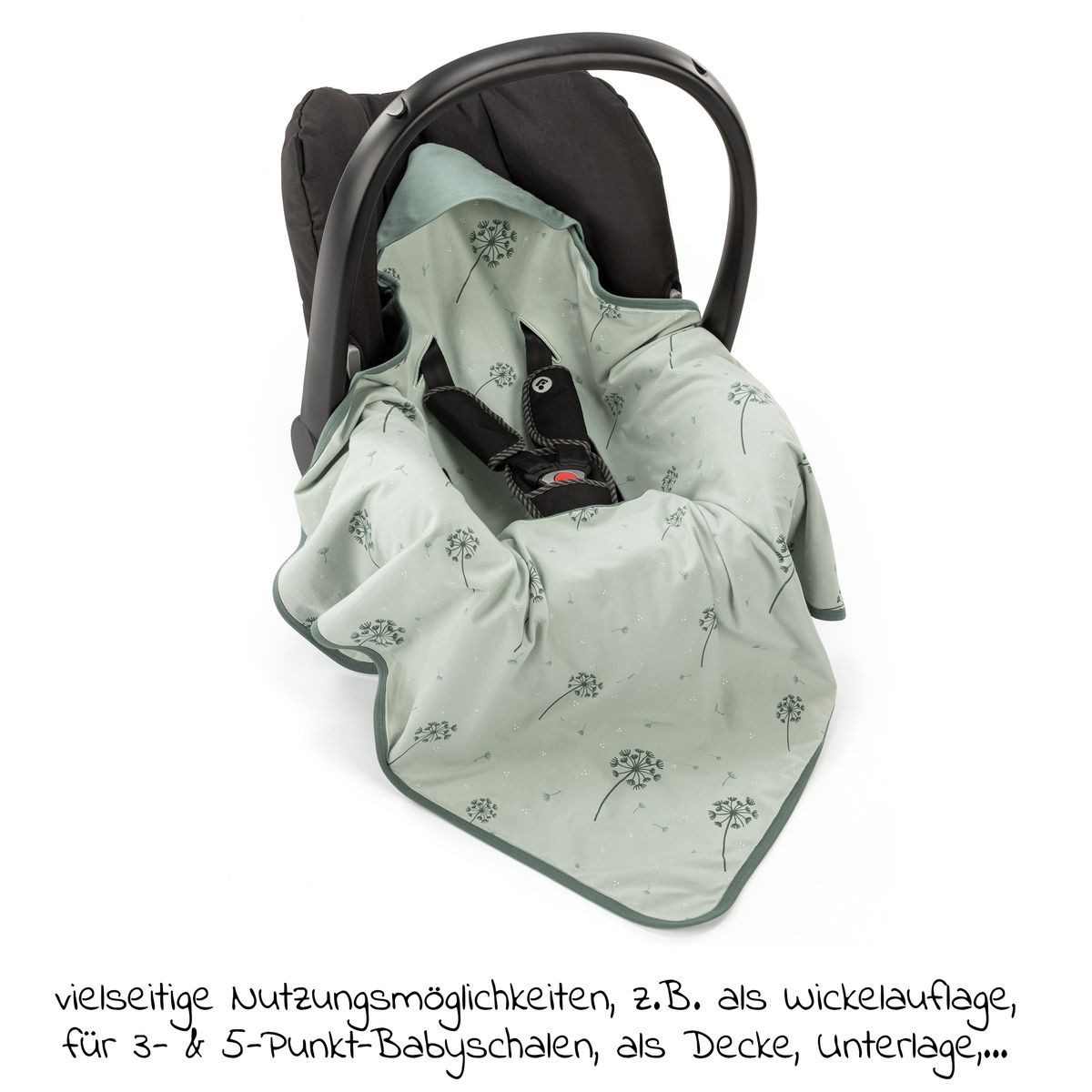 Zamboo Fußsack Pusteblume - Salbeigrün, Baby Einschlagdecke für Babyschale günstig online kaufen