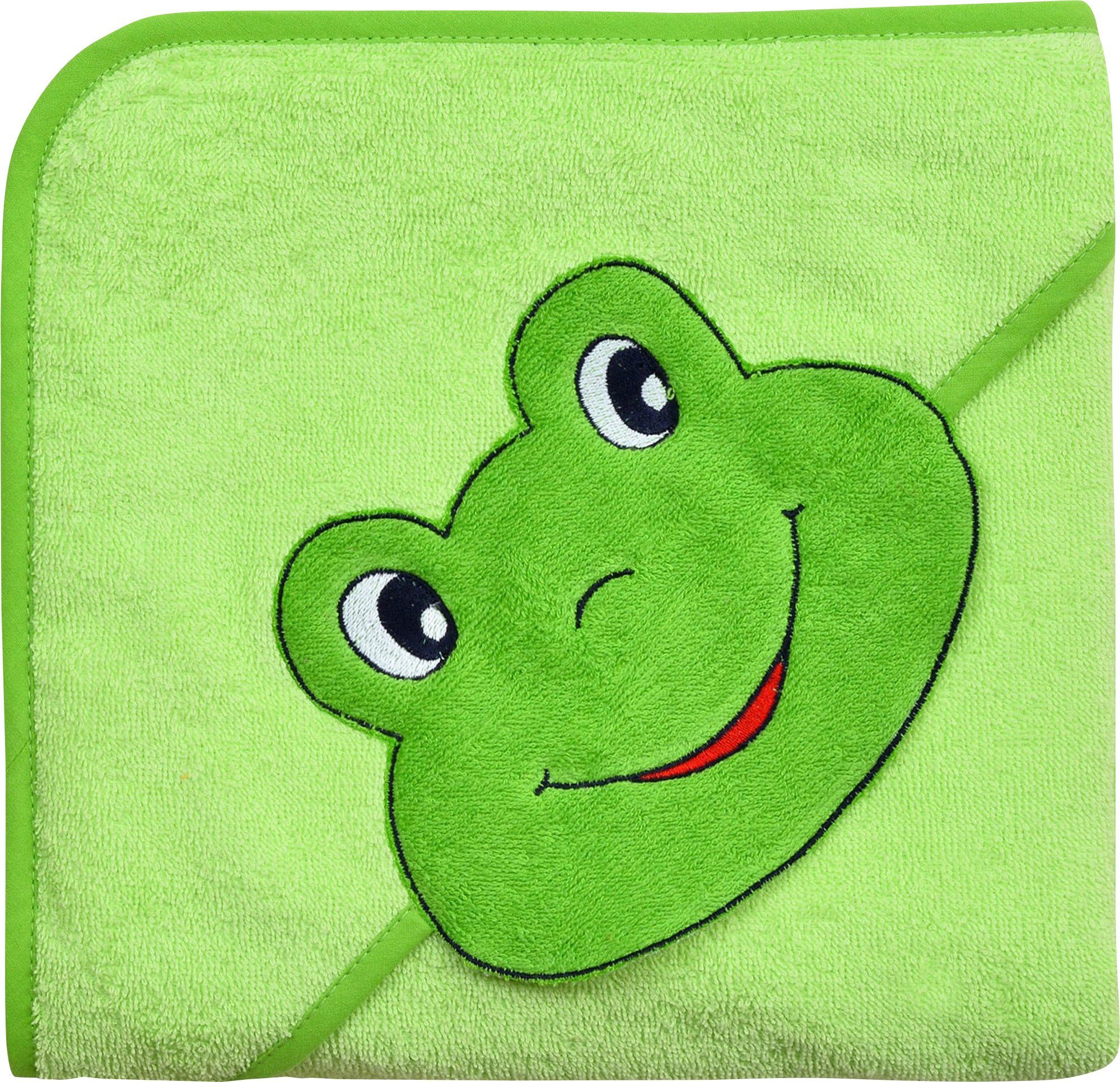 Wörner Kapuzenhandtuch Kapuzenbadetuch "Frosch", Frottier, Walk-Frottier Uni/Motiv: Frosch/Tiermotive