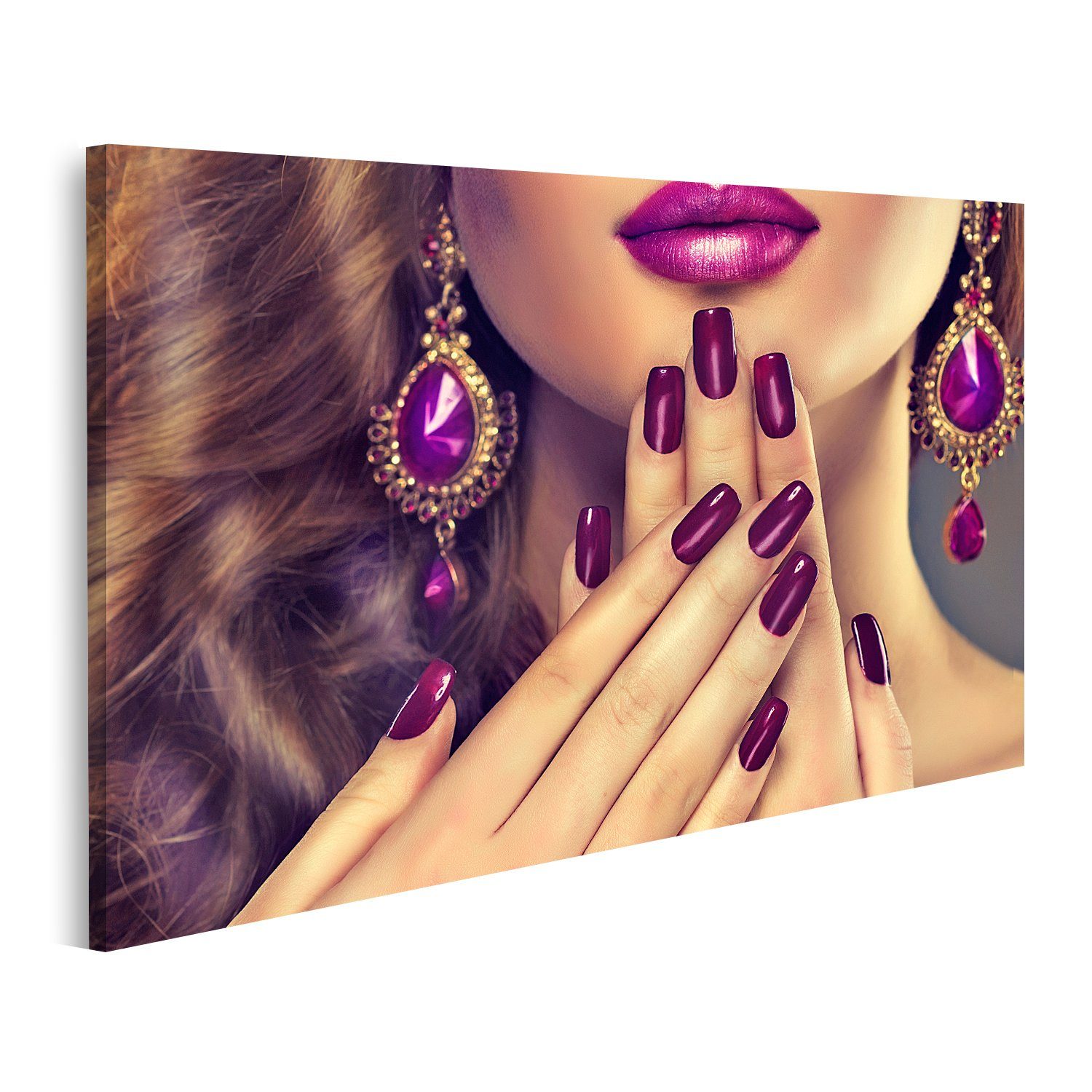 islandburner Leinwandbild Bild auf Leinwand Luxus Mode Stil Nägel Maniküre Kosmetik Make Up Lock