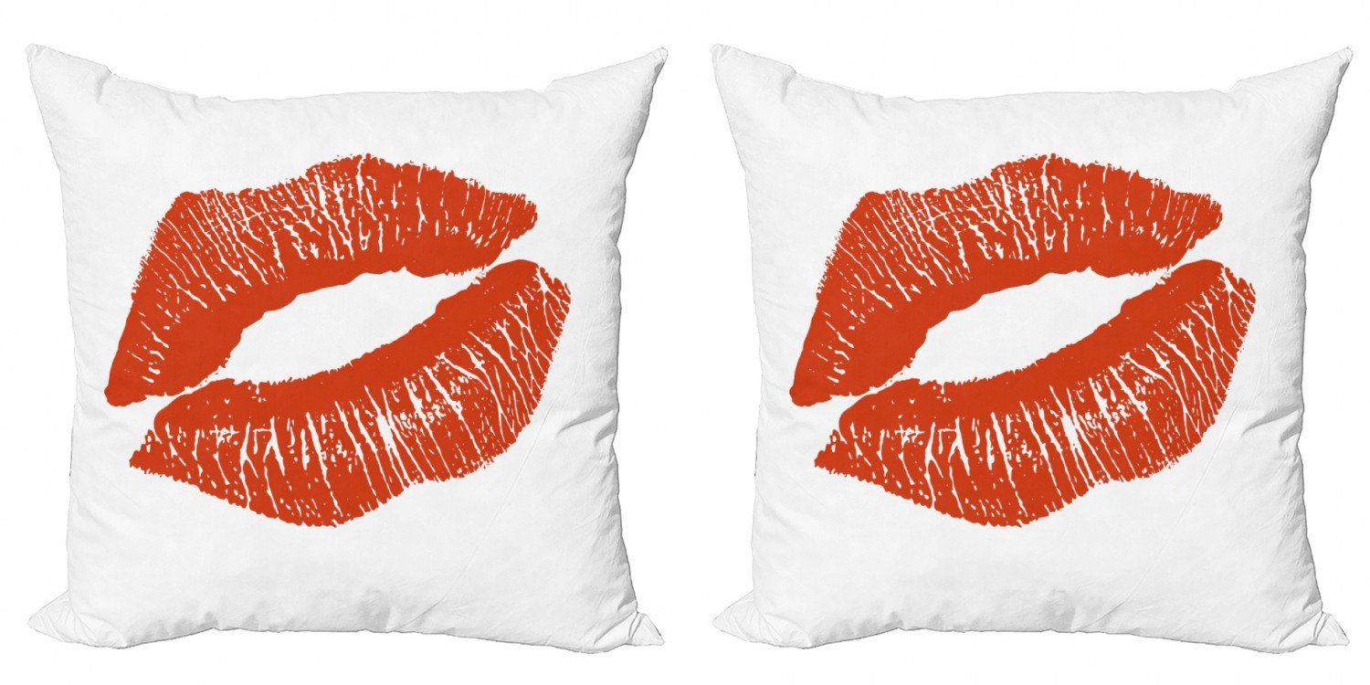 Accent Digitaldruck, küssen (2 Abakuhaus Lippen Mark Modern Kissenbezüge Stück), Grunge Rote Doppelseitiger Kuss