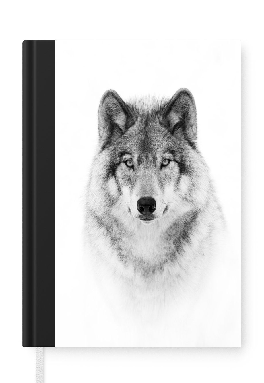 MuchoWow Notizbuch Wolf - Tiere - Porträt - Weiß, Journal, Merkzettel, Tagebuch, Notizheft, A5, 98 Seiten, Haushaltsbuch