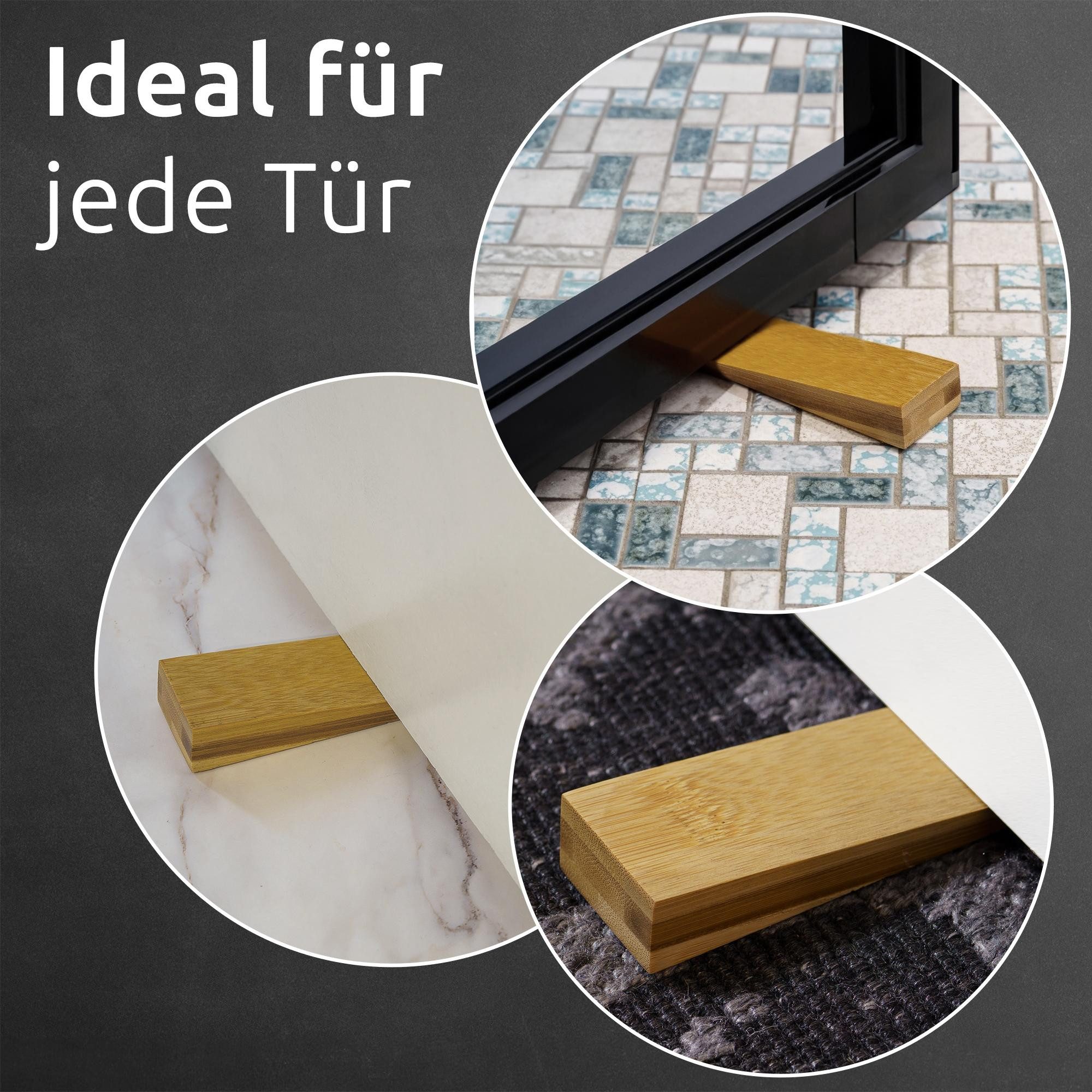 ECENCE Bodentürstopper 2x Türkeile Bambus Türstopper rutschfest mit (2 St)