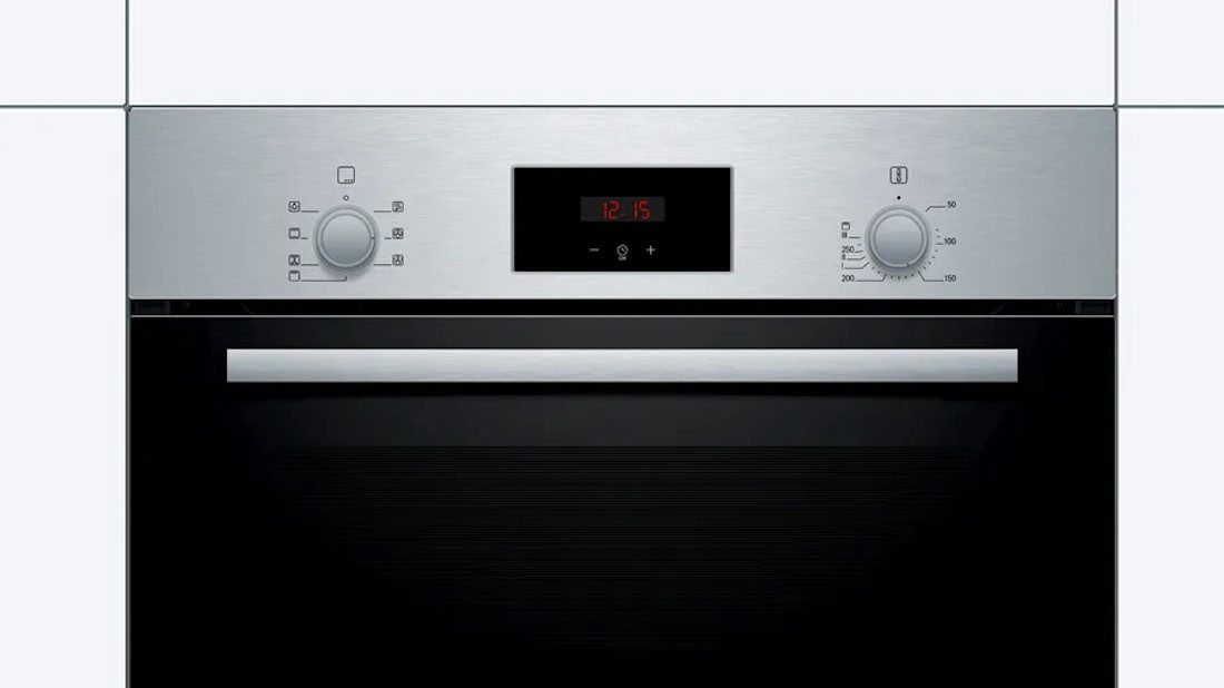 BOSCH Einbaubackofen Serie 2 HBF133GR0 Backöfen - Set inkl. 2-fach Teleskopauszug (HEZ438201), mit 2-fach-Teleskopauszug, Teilweise katalytisch, ecoClean, GranitEmail, Booster, 3D Heißluft