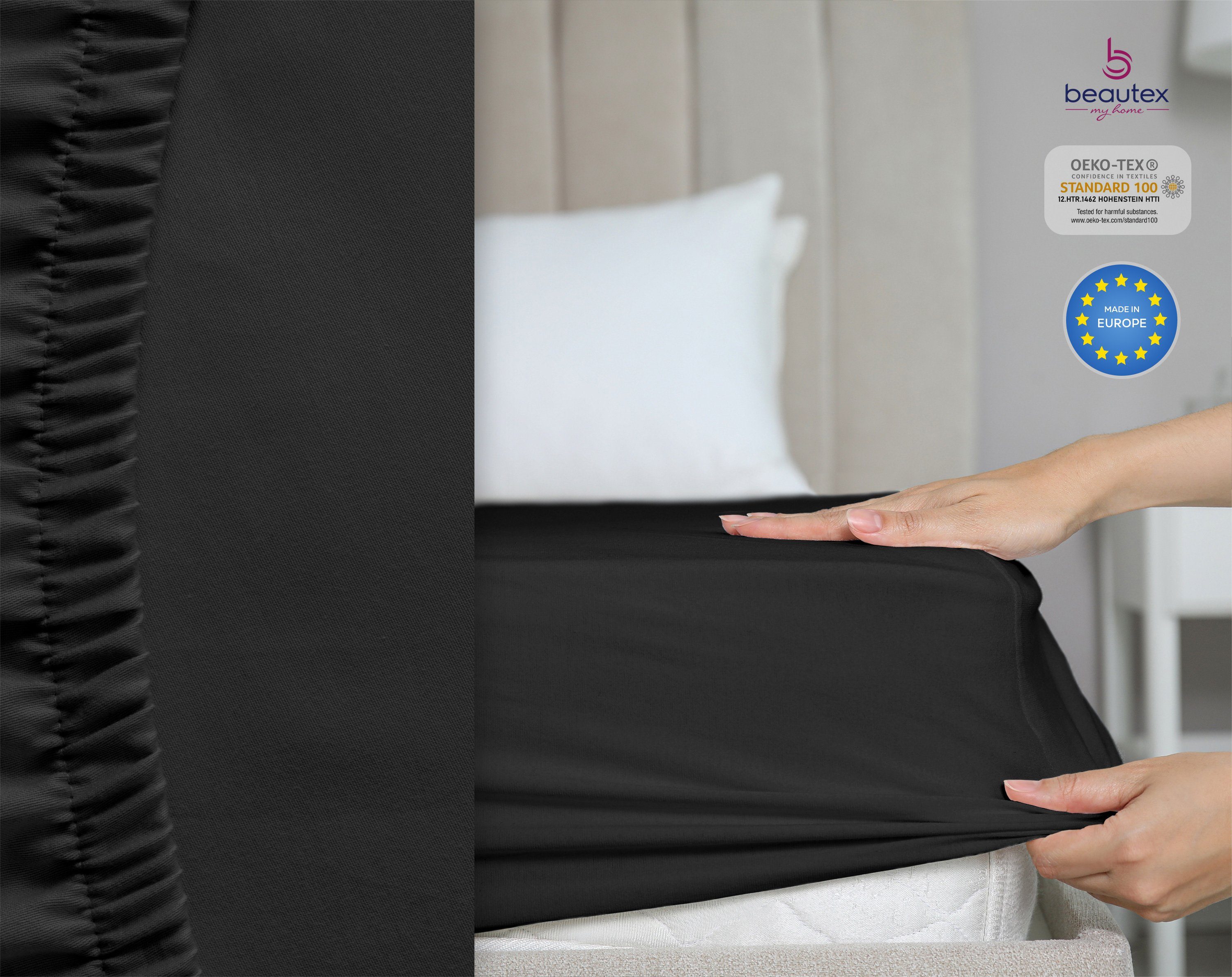 Beautex Spannbettlaken Spannbetttuch Bettlaken aus gekämmter Baumwolle Prem günstig online kaufen