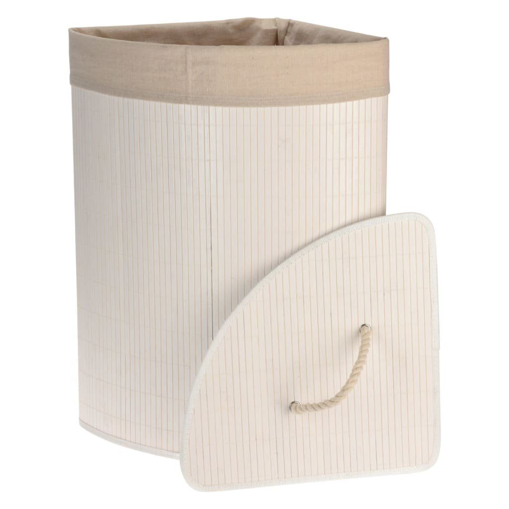 Eck-Wäschekorb St) Solutions Weiß Bathroom (1 Bambus Wäschekorb