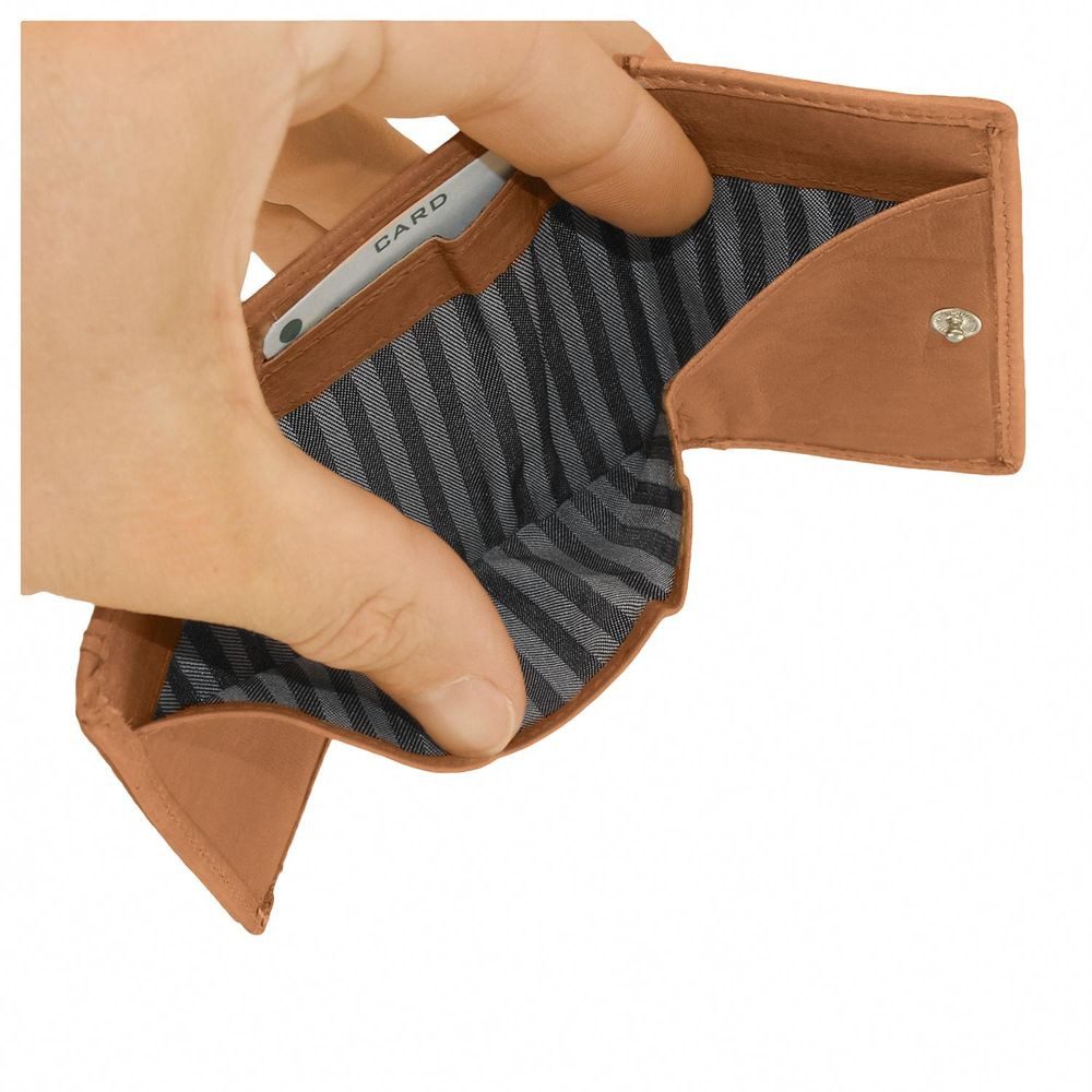 BRANCO Mini Geldbörse Kleine Geldbörse / Mini Portemonnaie, Leder, Natur-Beige, Branco 105