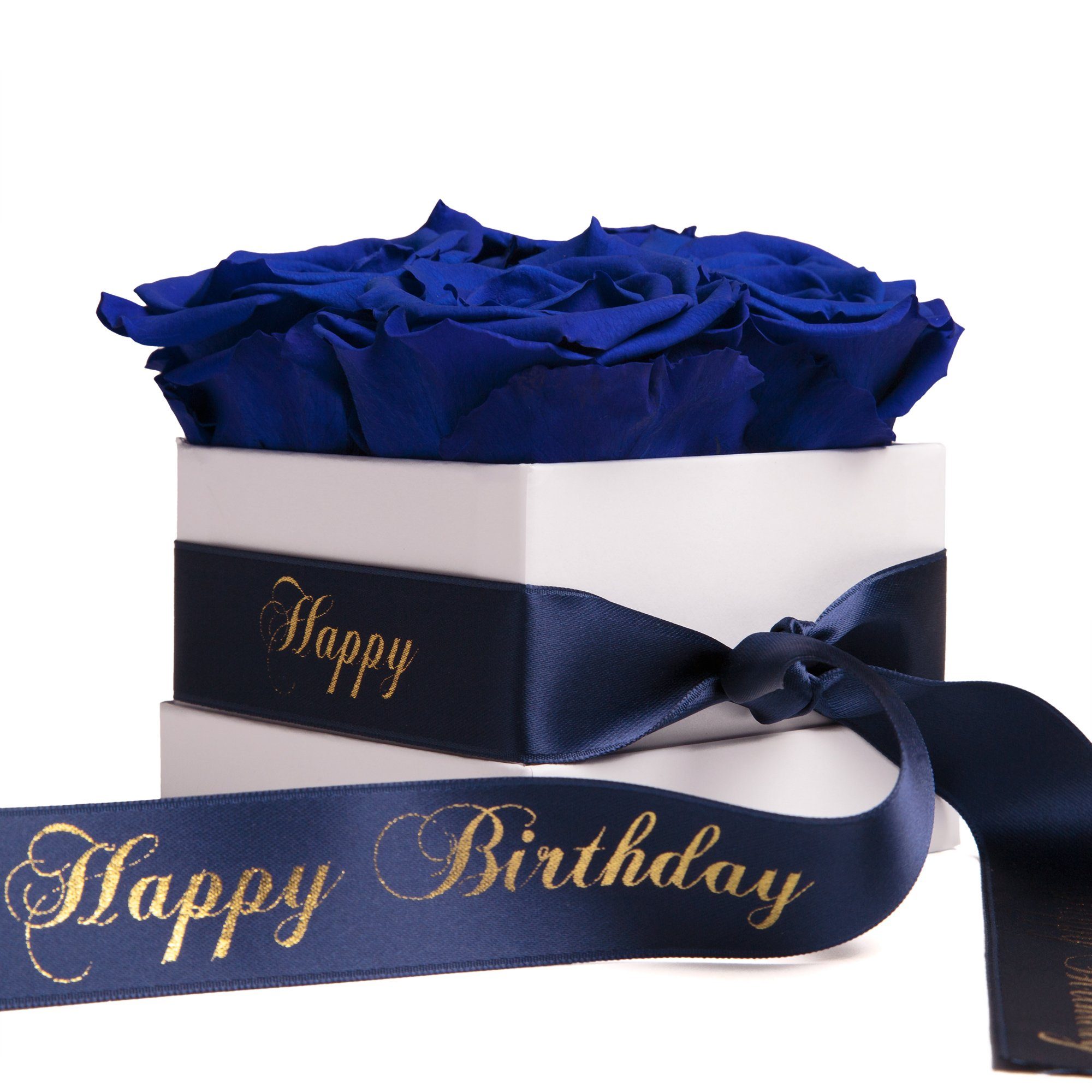 Kunstblume Infinity Rosenbox Happy Birthday Geschenk Geburtstag für Frauen Rose, ROSEMARIE SCHULZ Heidelberg, Höhe 8.5 cm, echte Rosen haltbar 3 Jahre, Made in Germany