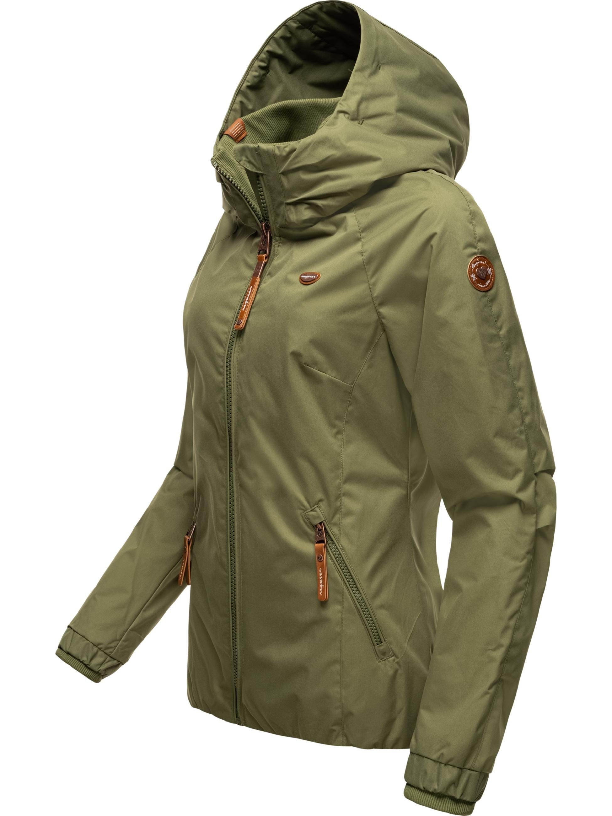 Outdoorjacke Übergangsjacke Ragwear Olive21 stylische großer Kapuze mit Dizzie