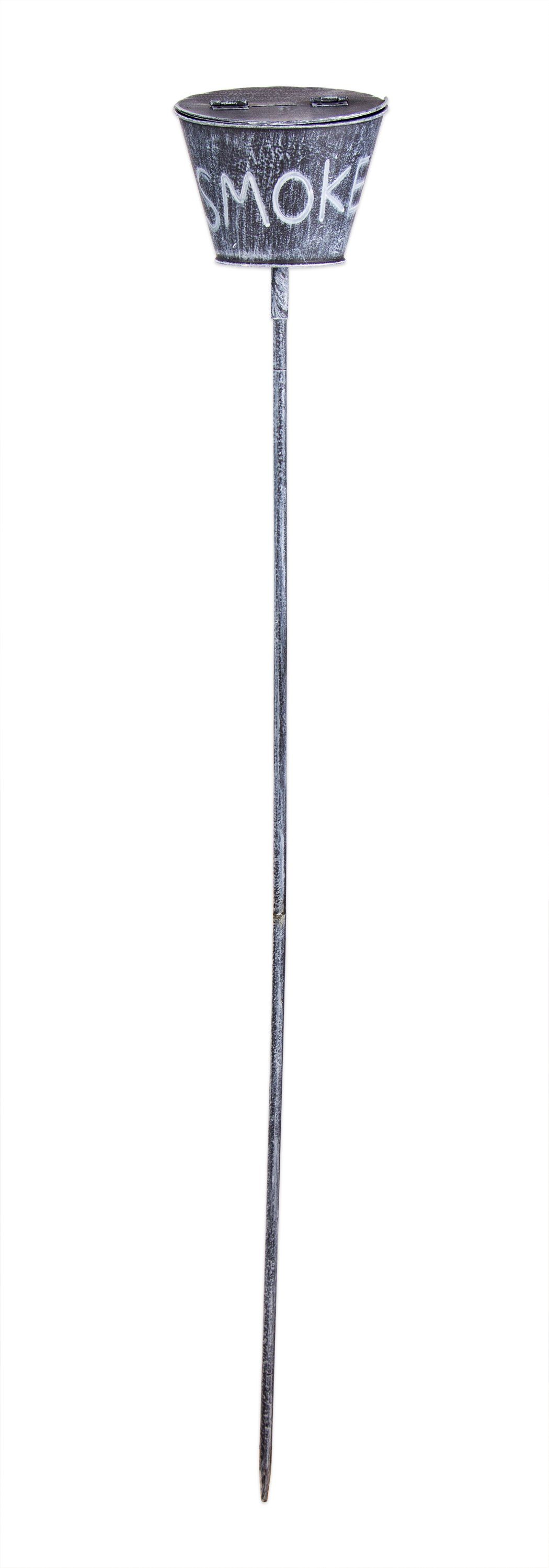 BigDean Aschenbecher Sturmaschenbecher für draußen Blumentopf-Look 110 cm Erdspieß Anthrazit