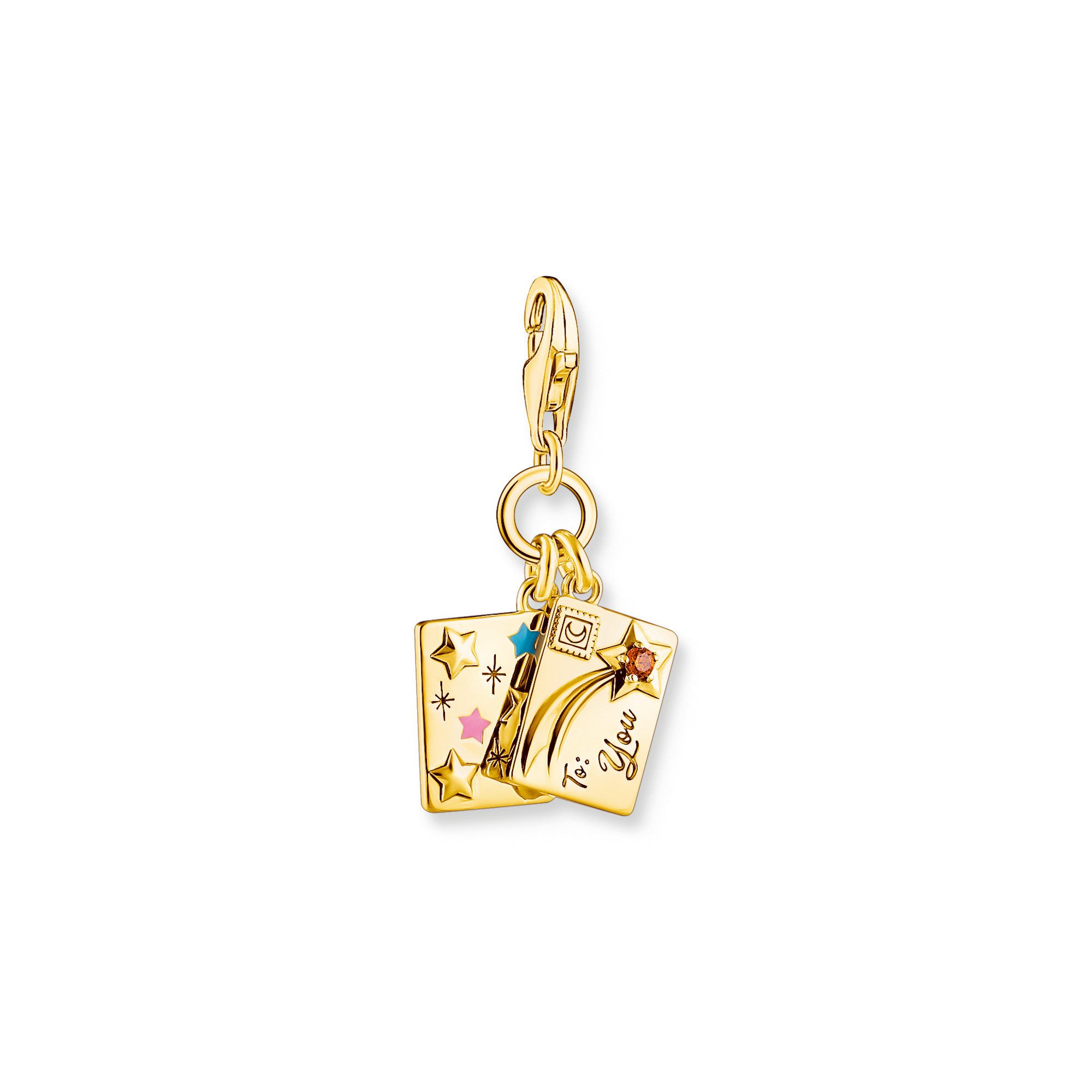 THOMAS SABO Charm-Einhänger Brief-Design vergoldet, mit Zirkonia (synth)