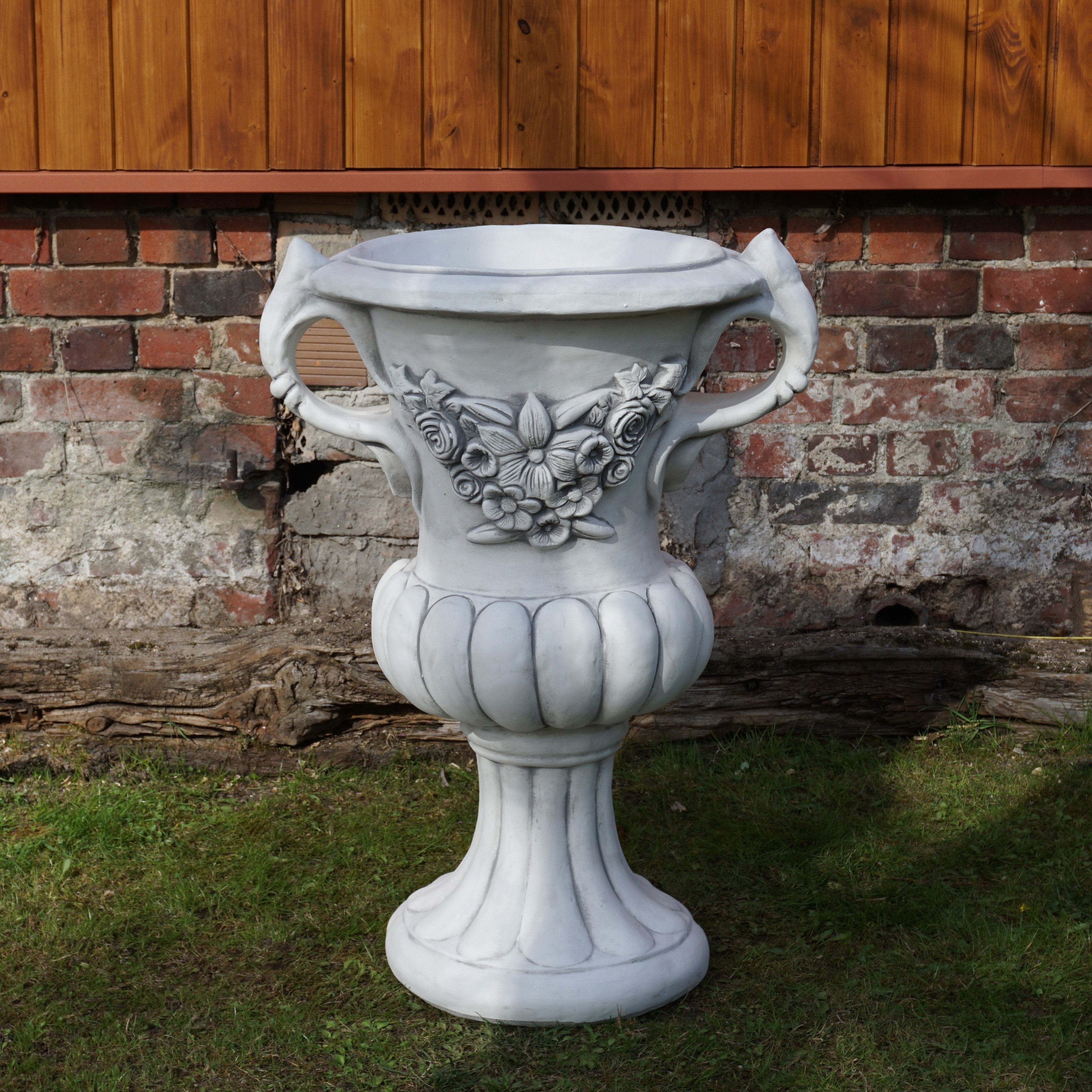 gartendekoparadies.de Pflanzkübel Pflanztrog mit Blumenmuster Pflanzgefäß, H. 91 cm, 33 Liter, 125 kg, Frostsicher