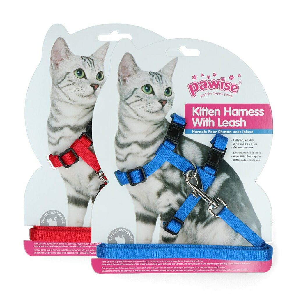 Pawise Leine Kitten Harness Leash-Red/Blue, (Packung)