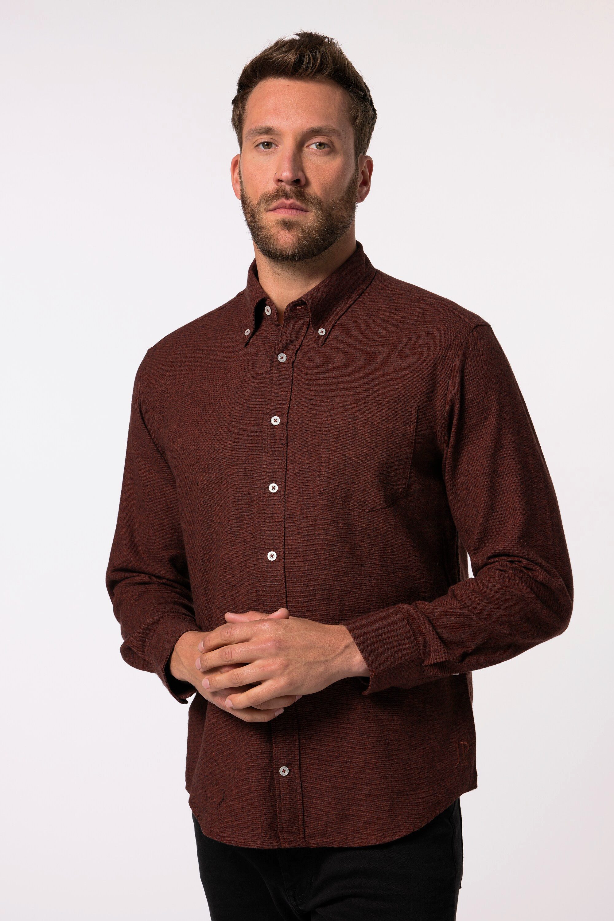 Businesshemd Flanellhemd Langarm Buttondown-Kragen Modern Fit