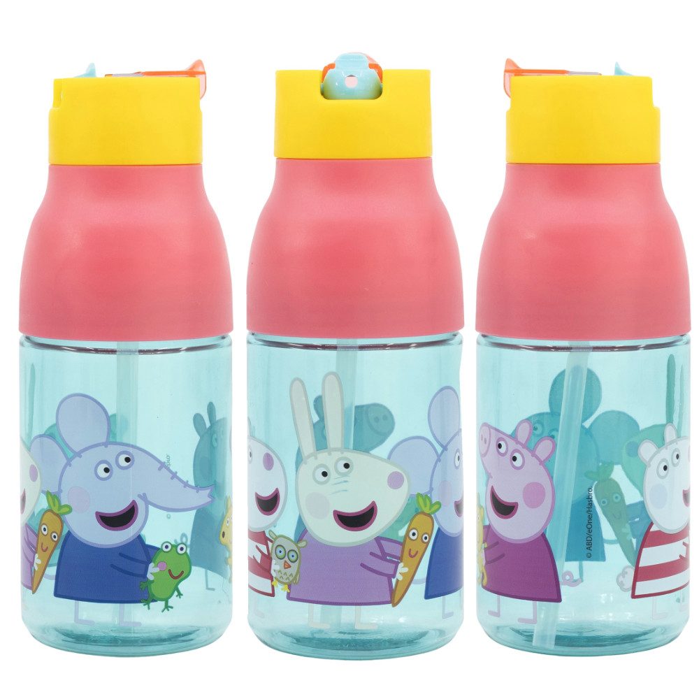 Peppa Pig Trinkflasche Peppa Pig Wutz Sportflasche Wasserflasche Flasche Halm 420 ml