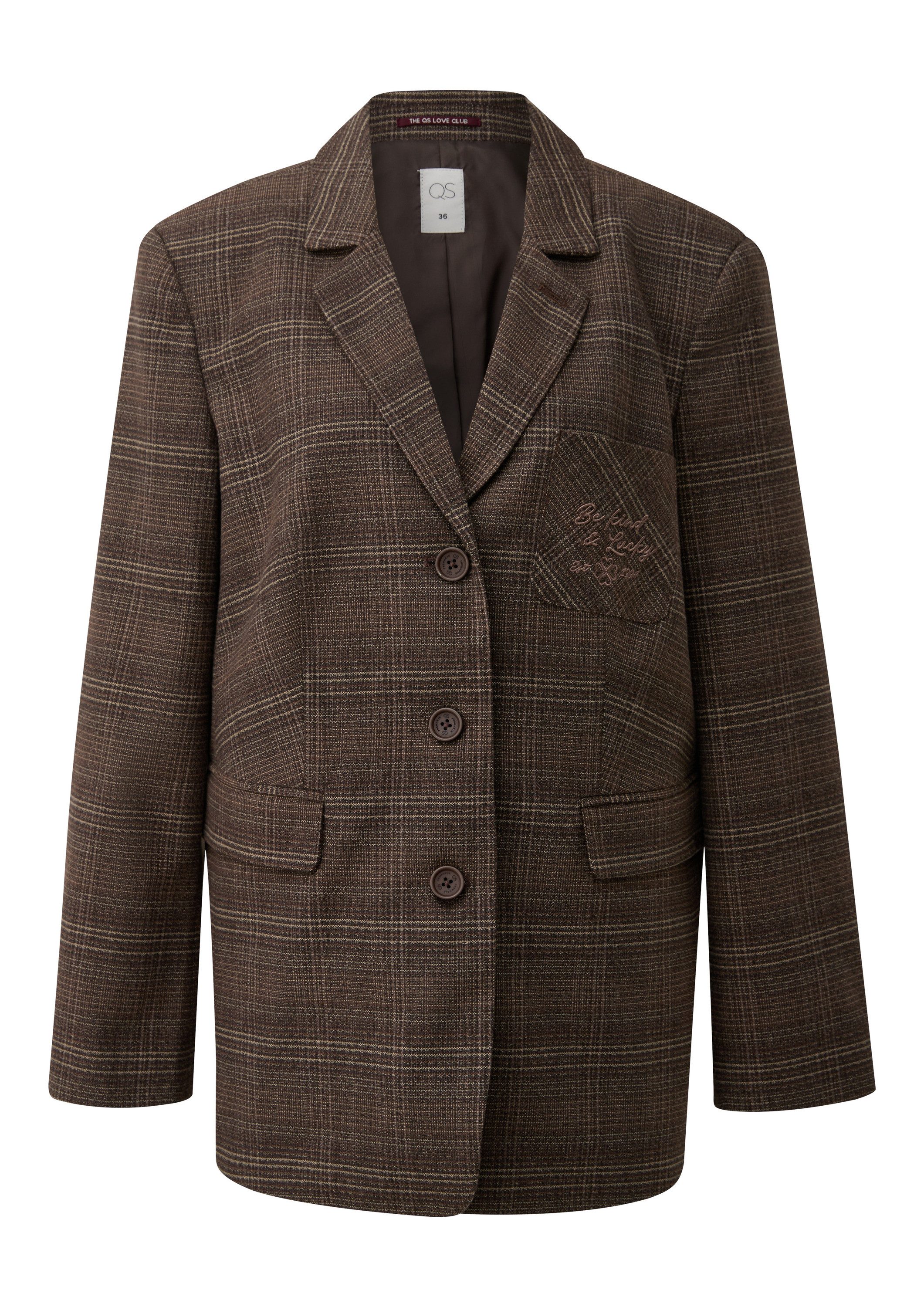 QS Jackenblazer Indoor-Blazer Oversized Karoblazer (1-tlg) günstig online kaufen