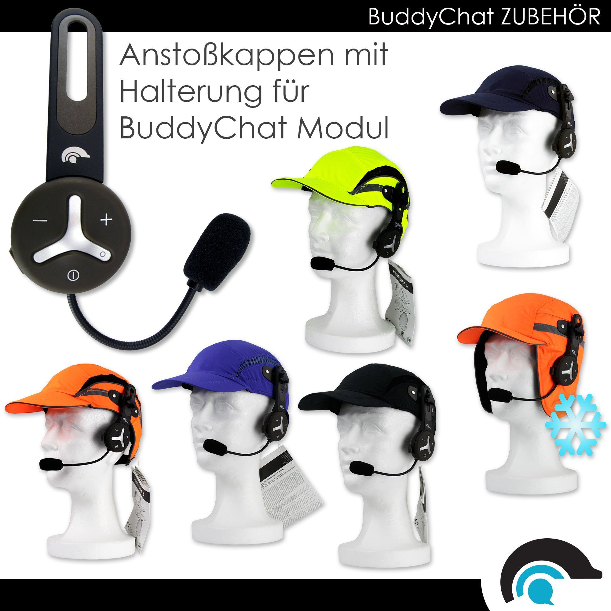 BuddyChat »Buddy Chat Duo« Bluetooth-Kopfhörer (Bluetooth, Headset, Helm,  Headset, Freisprechanlage, Akku, Funkgerät, Gegensprechanlage, bis zu  1000m, Intercom, für 2 Teilnehmer)