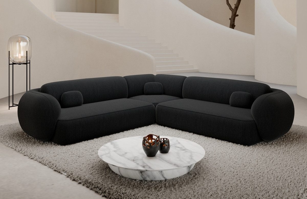 Sofa Dreams Ecksofa Altea L Form Polsterecke, Eckcouch, Lounge Design, 4-Sitzer, Strukturstoff Bezug in Schwarz