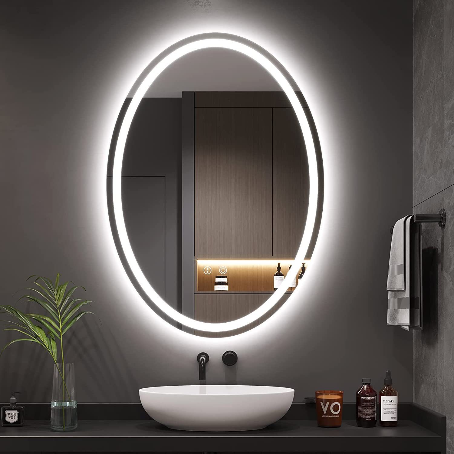 Dripex Badspiegel LED Oval Spiegel
