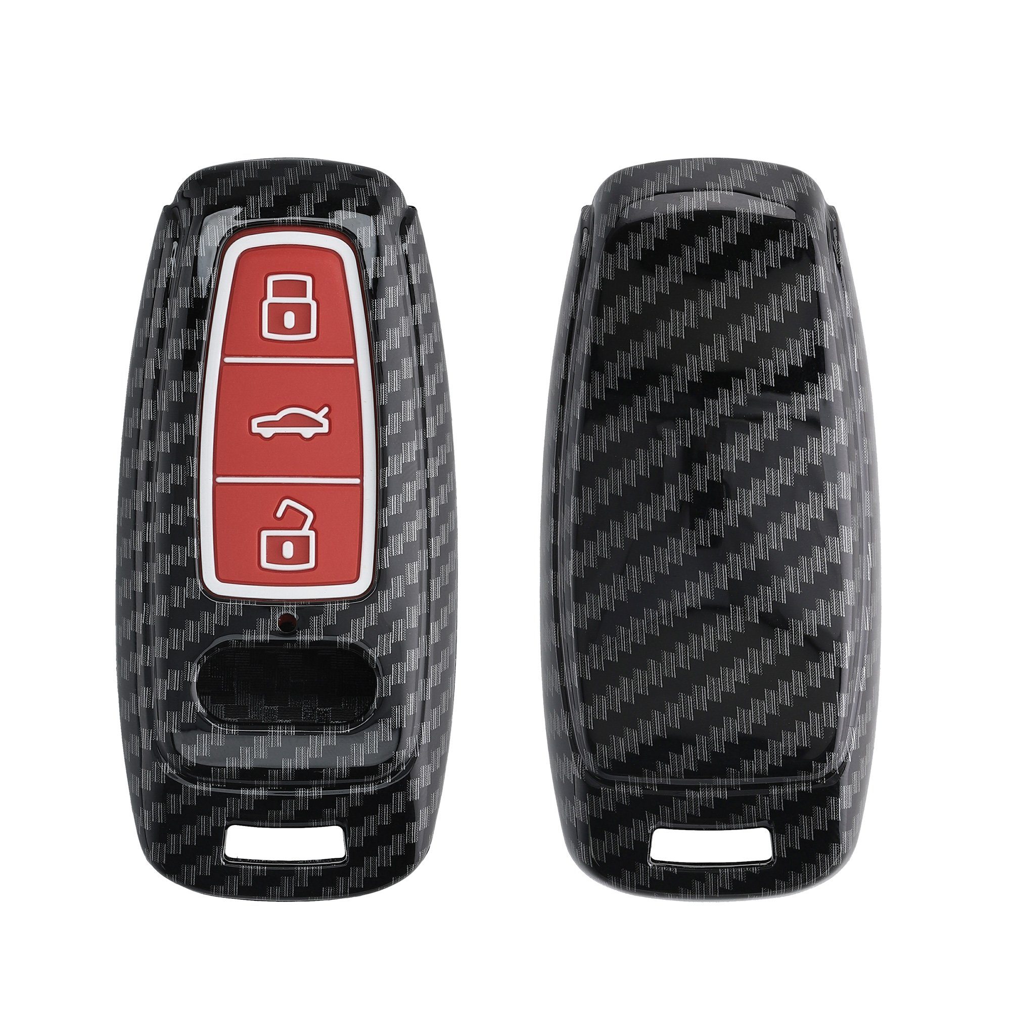 kwmobile Schlüsseltasche Autoschlüssel Hülle für Audi A6 A7 A8 Q7 Q8, Hardcover Schutzhülle - Schlüsselhülle Cover Case Rot