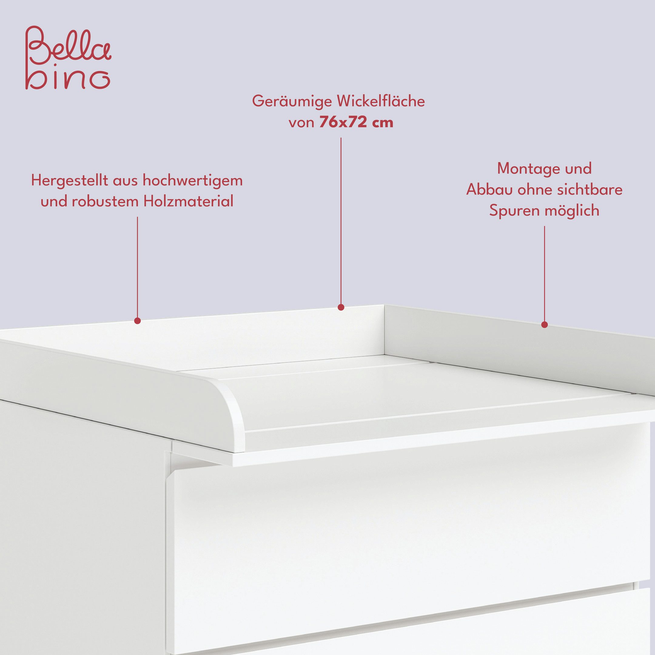 Bellabino Wickelaufsatz Oti, für IKEA Kommode Malm, Hemnes, Nordli