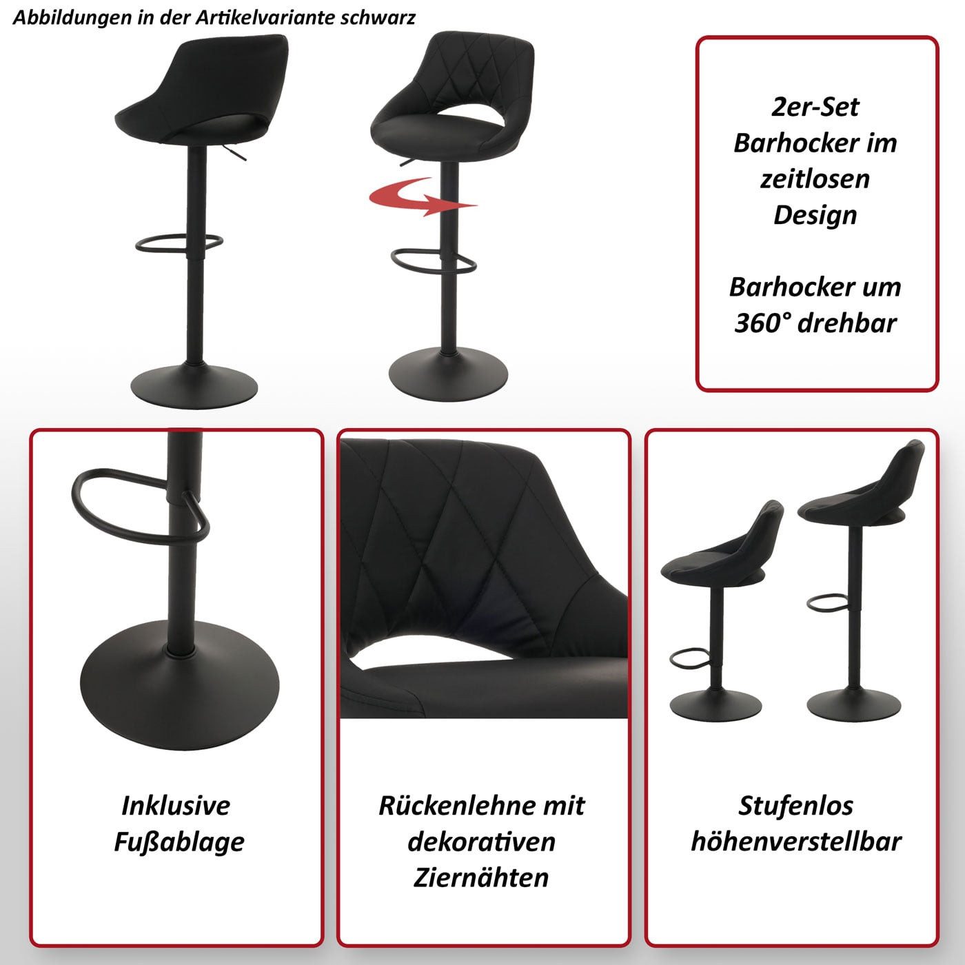 MCW Barhocker MCW-N64-2 (Set, 2er), Einfarbiges Design