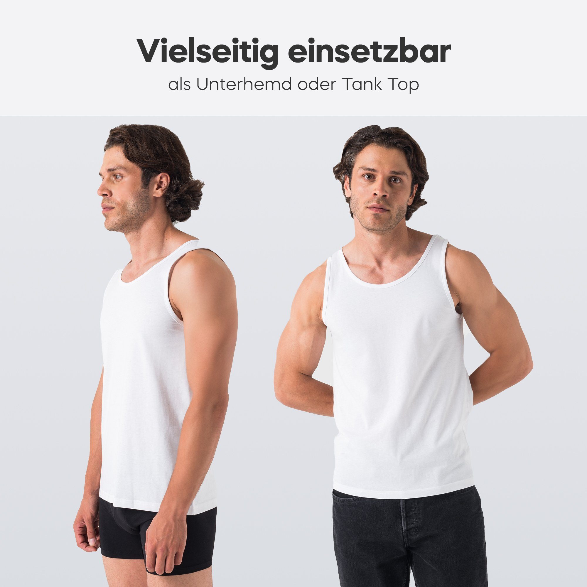 Barrio 13 Unterhemd Tank Top Achselshirt für Herren (Packung, Set, Spar-Pack, Spar-Packung, 3-St., 3er-Pack) Feinripp aus Baumwolle