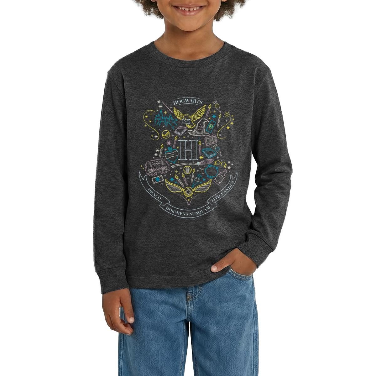 T-Shirt Harry Potter Hogwarts Elemente Teenager Premium Langarmshirt