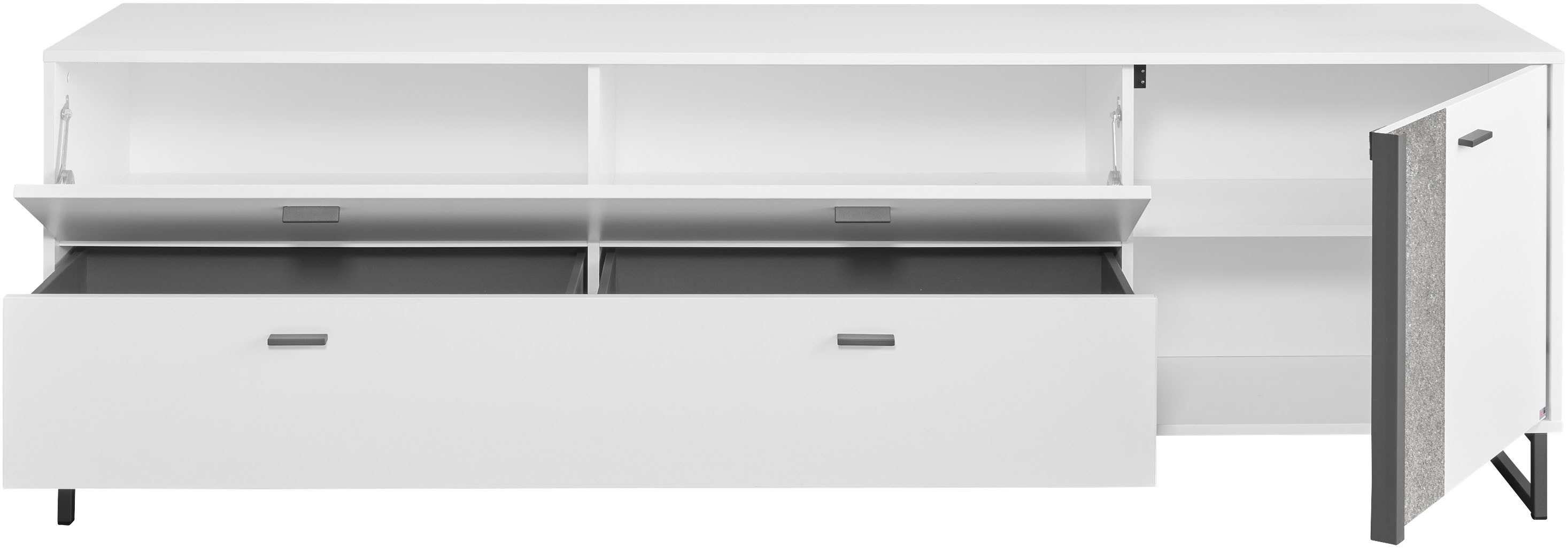 set one by Musterring TV-Schrank Deltona inkl. LED-Beleuchtung, Metallkufe, Sandstein-Zierelement, B214 x H67cm