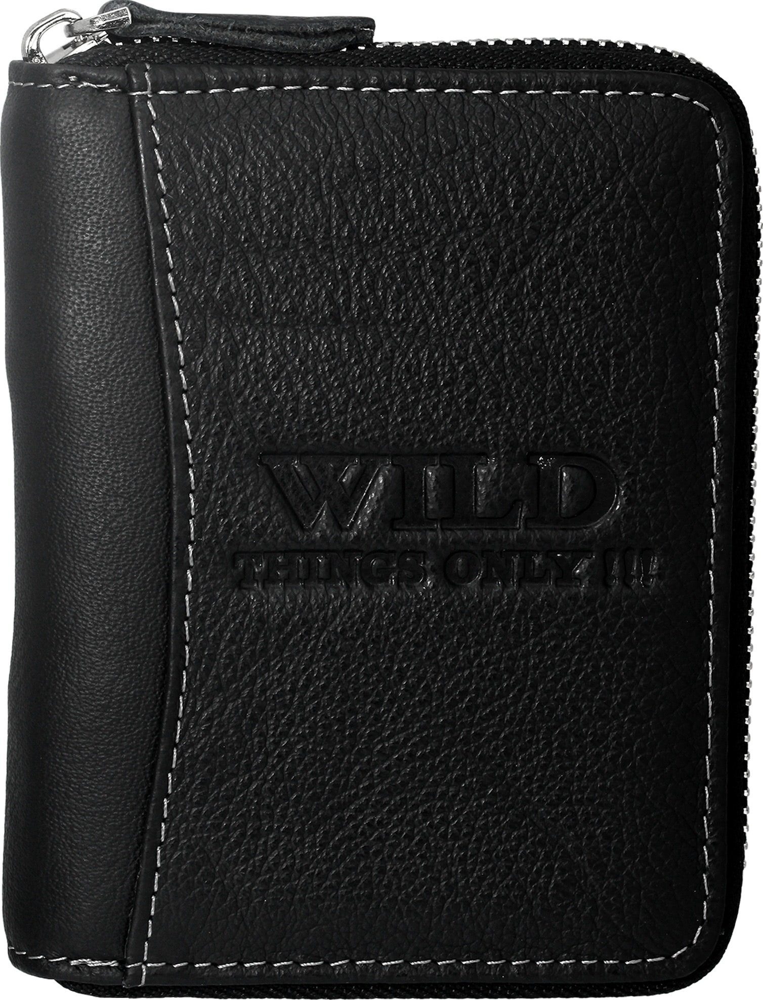 Wild Things Only !!! Geldbörse Wild Things Only RFID Blocker Herren (Portemonnaie, Portemonnaie), Herren Portemonnaie Echtleder Розмір ca. 10cm, schwarz