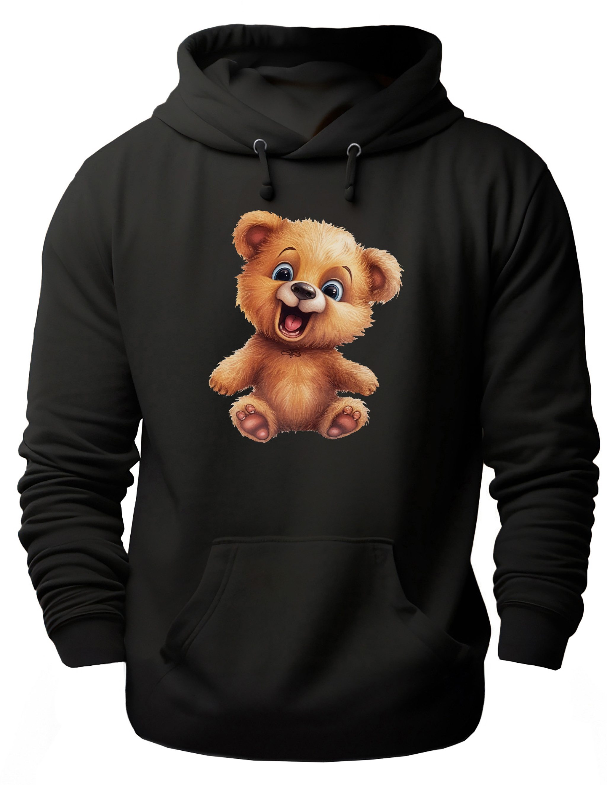 MyDesign24 Hoodie Wildtier Kapuzen Pulli - Teddybär Herren und Damen Kapuzensweater - Tier Hoodie i268