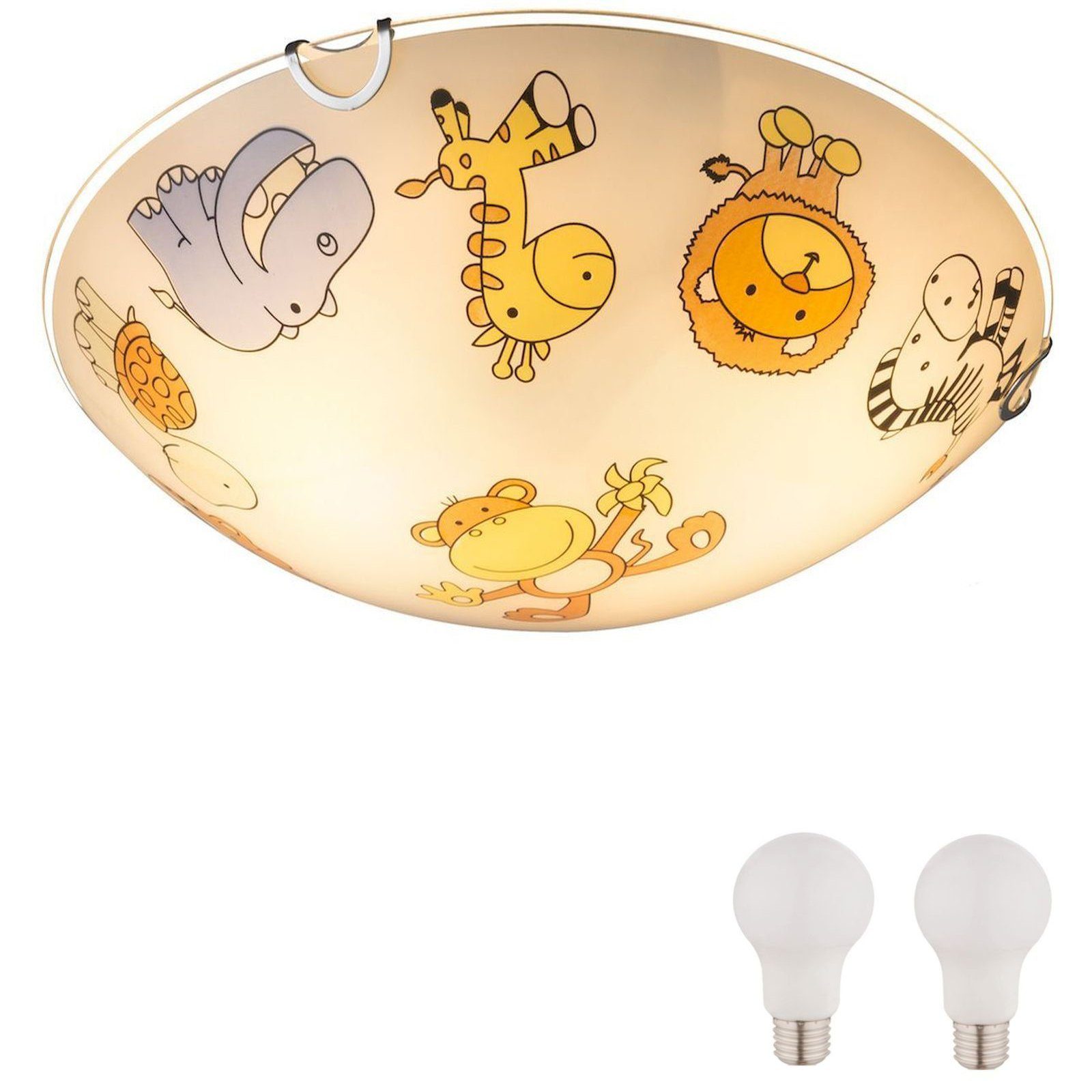 bmf-versand Deckenleuchte Deckenleuchte Kinderzimmer LED Kinderlampe Tiere Junge Mädchen Zoo, Leuchtmittel wechselbar, Warmweiß, Deckenleuchte Kinder Tiere