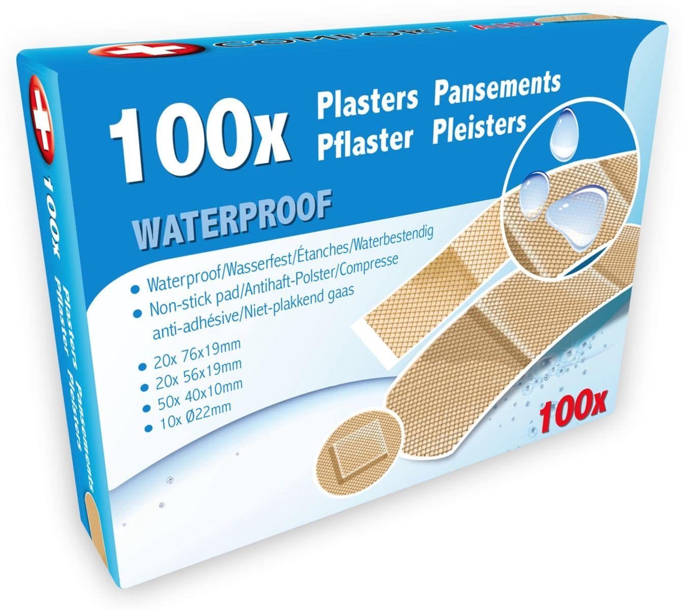 100x PFLASTER Set Wasserfest mit Antihaft-Polster Pflasterset Wundpflaster