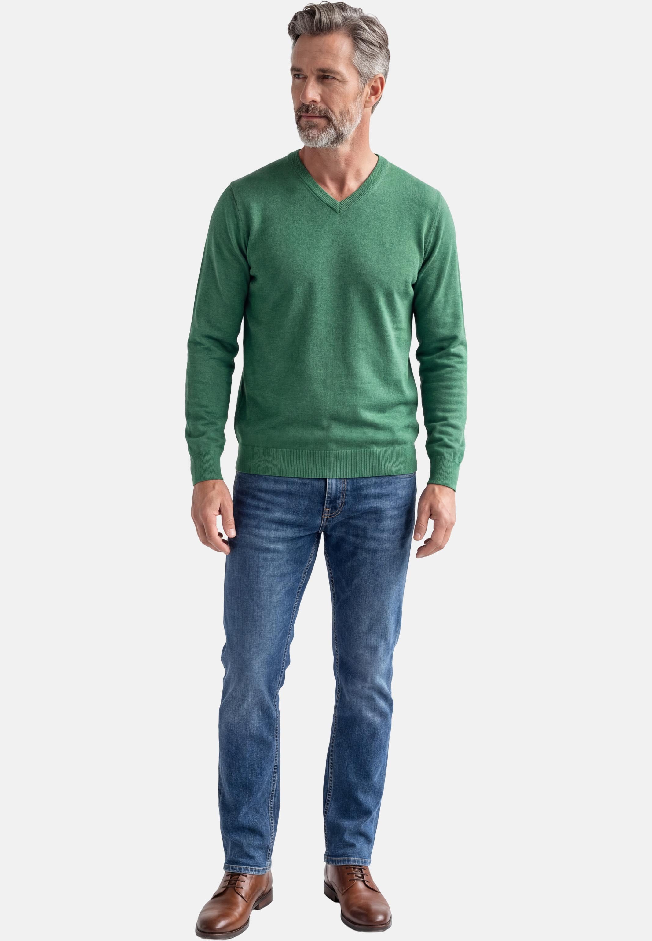 Redmond V-Ausschnitt-Pullover Basic (1-tlg) Pullover - Baumwolle - Atmungsaktiv - Weicher Feinstrick