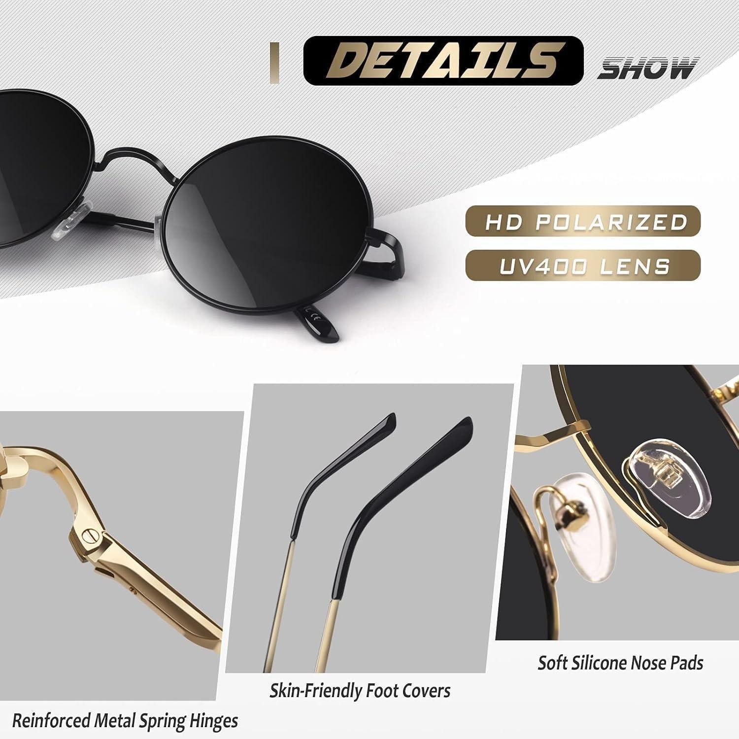 LuxusKollektion Retrosonnenbrille Sonnenbrille Rund Polarisiert UV400 Retro Herren Damen A Schwarz Grau (1-St) – Bild 4 von 5