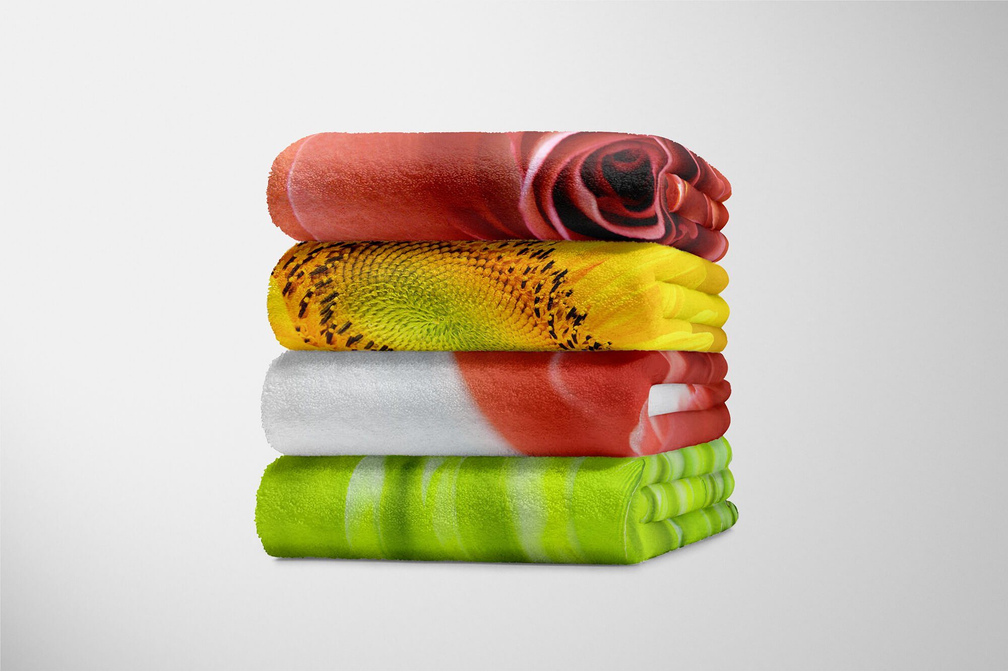 Handtuch mit Blüte Handtuch Sinus Kuscheldecke N, Saunatuch (1-St), Art Handtücher Rote Strandhandtuch Blume Baumwolle-Polyester-Mix Fotomotiv