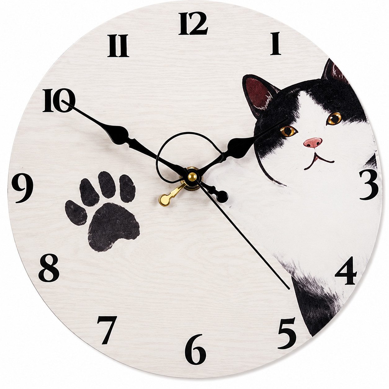 MOPUEA Wanduhr 30cm Niedliche Katzen Wanduhr für Kinderzimmer – Leises Quarzwerk (12 Zoll MDF-Holz, Dekorative Kinderuhr als Geschenk)
