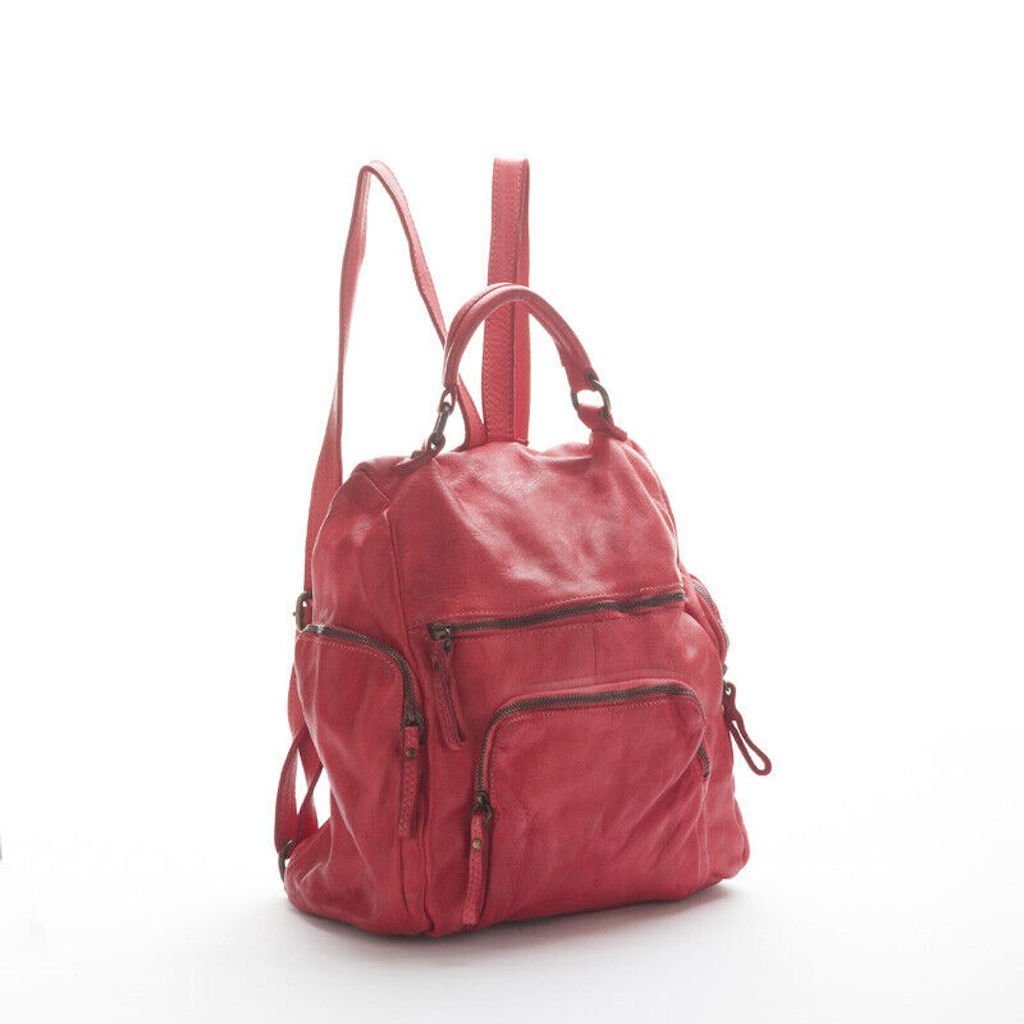 Designer Echtes BZNA Damenhandtasche, Rot Leder Rucksack Stella Backpacker Rucksack