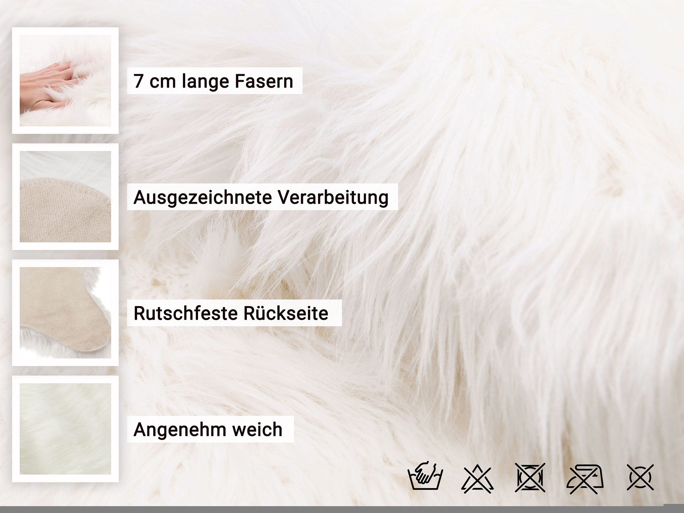 ZOLLNER Fellteppich, 60 x 90 cm, 80% Polyacryl / 20% Polyester