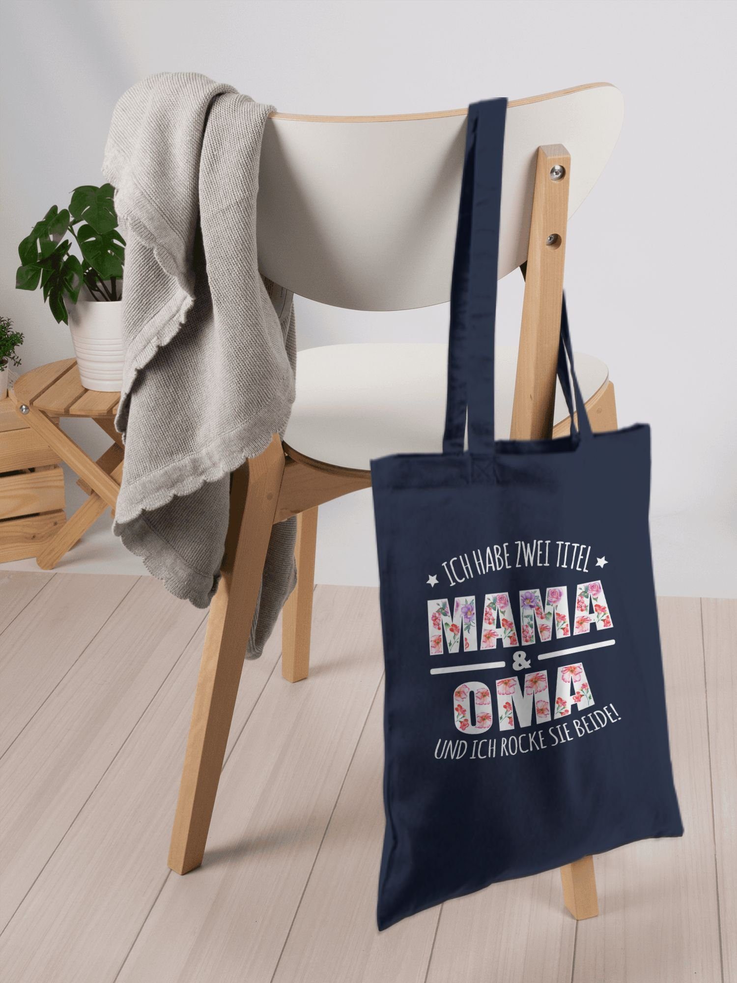 Geschenk & Blau Umhängetasche Shirtracer zwei Mama 2 Navy Oma Habe Titel: Oma,