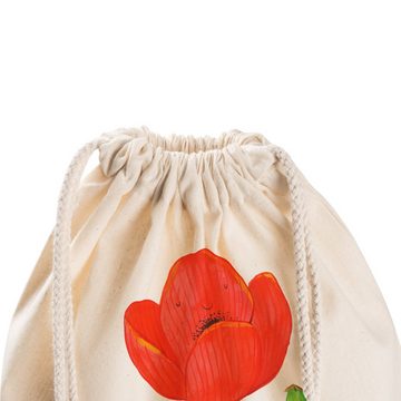 Mr. & Mrs. Panda Sporttasche Blume Mohnblume - Transparent - Geschenk, Selbstliebe, Sportbeutel, S (1-tlg), Umweltfreundlich