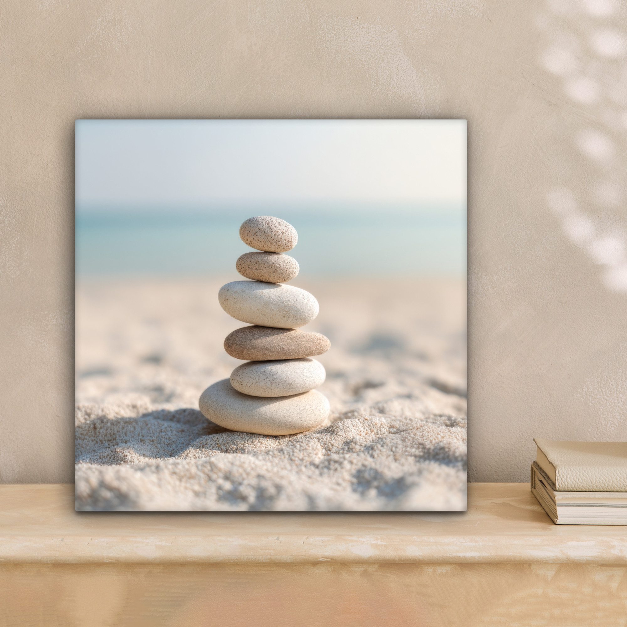 OneMillionCanvasses® Leinwandbild Steine - Stapel - Sand - Meer, Fotodruck günstig online kaufen