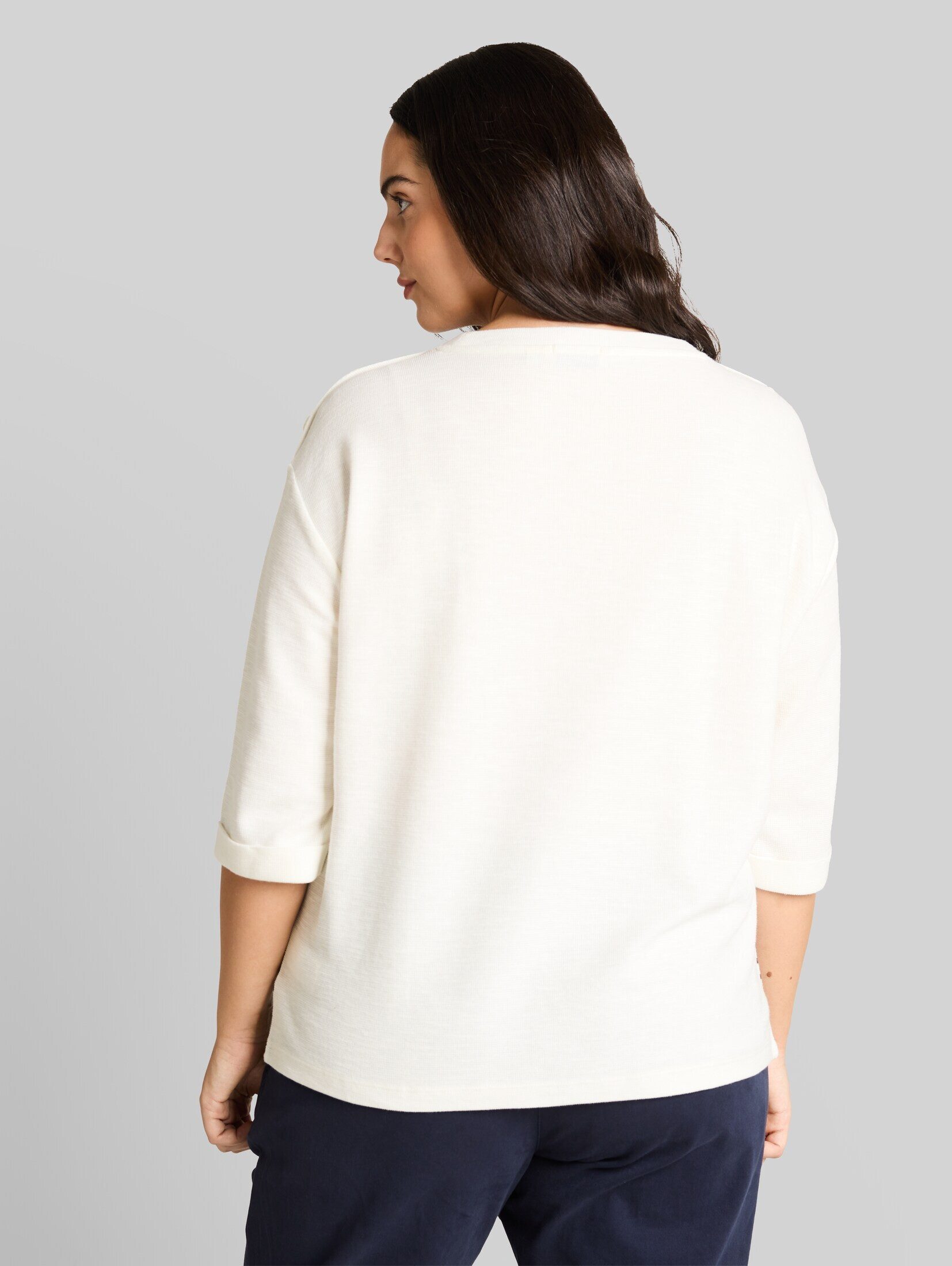 TOM TAILOR PLUS 3/4-Arm-Shirt T-Shirt Plus Size - Langarmshirt mit Streifenmuster
