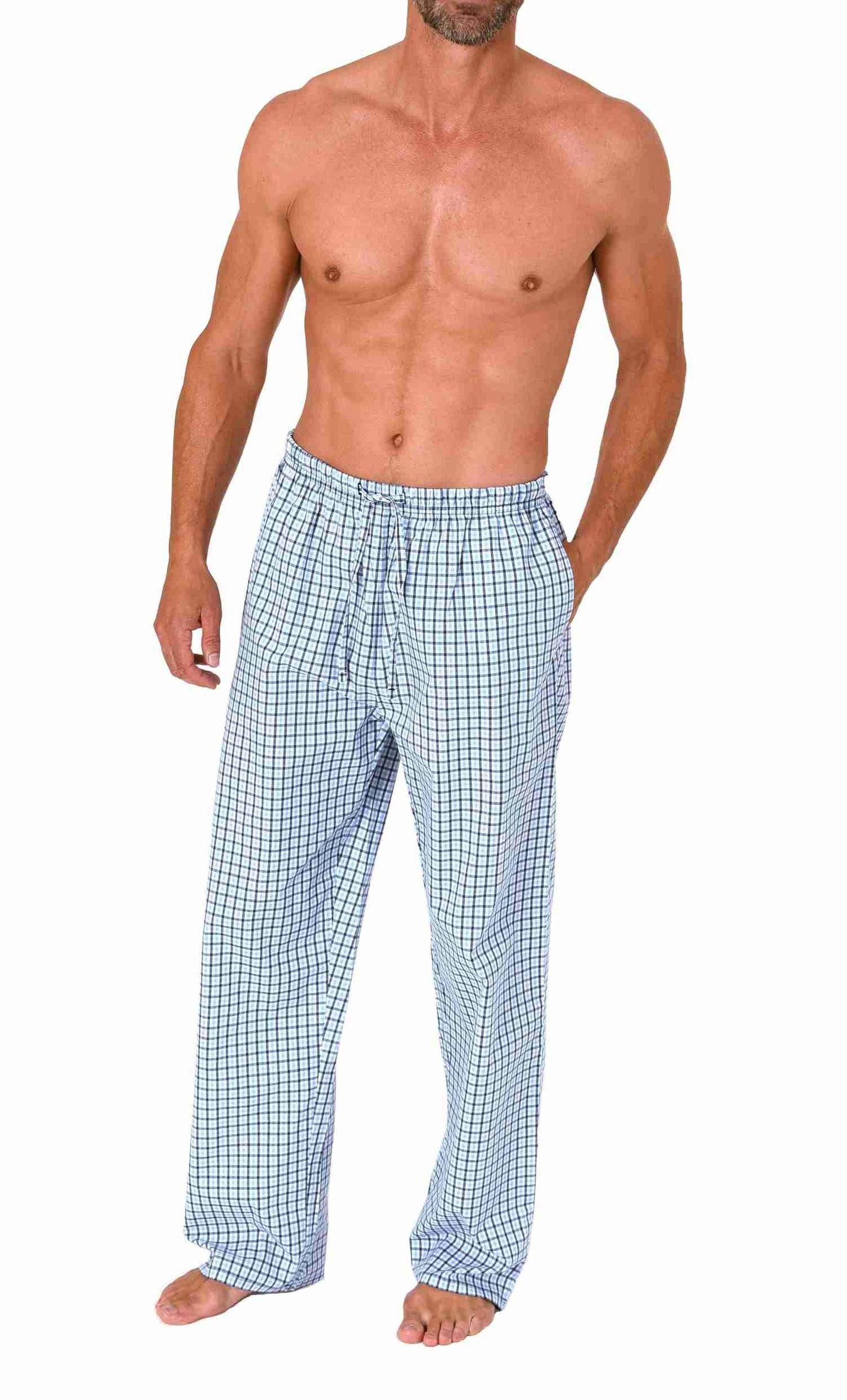 Normann Pyjama Herren Schlafanzug Hose lang kariert aus Baumwolle – Bild 4 von 4